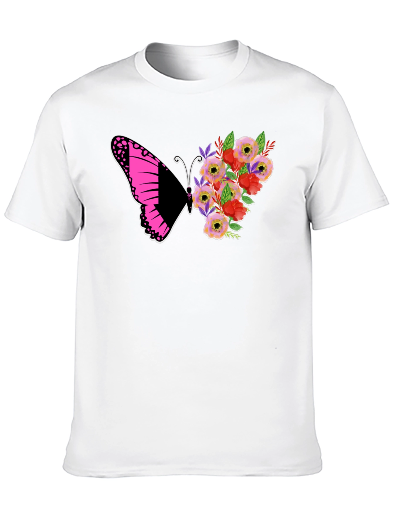 Butterfly Floral Graphic Tee - Black