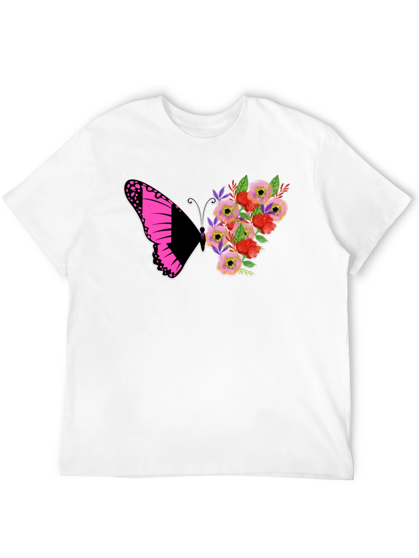 Butterfly Floral Graphic Tee - Black