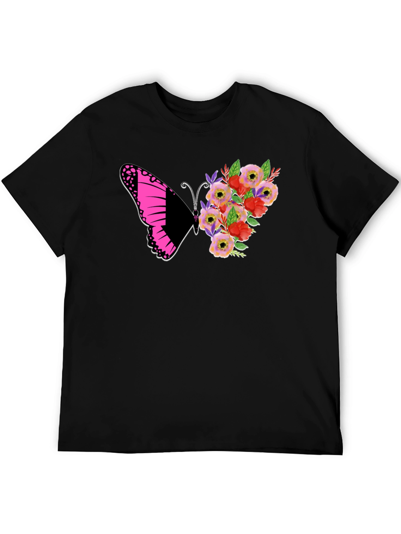 Butterfly Floral Graphic Tee - Black