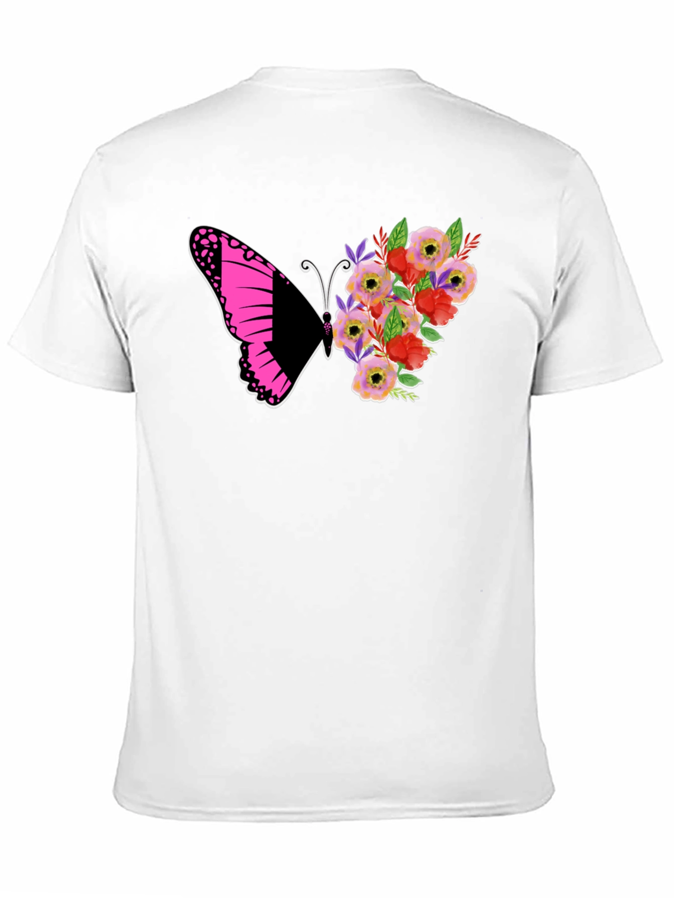 Butterfly Floral Graphic Tee - Black