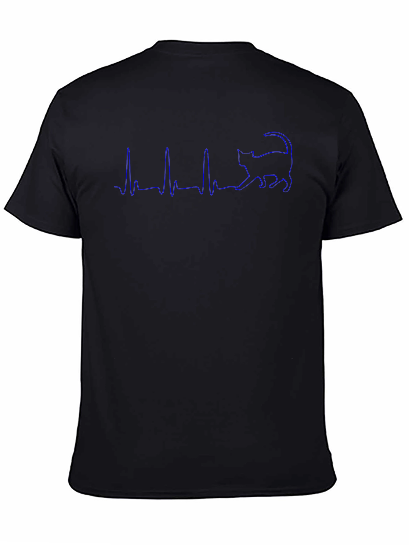 Cat Heartbeat Graphic T-Shirt - Black