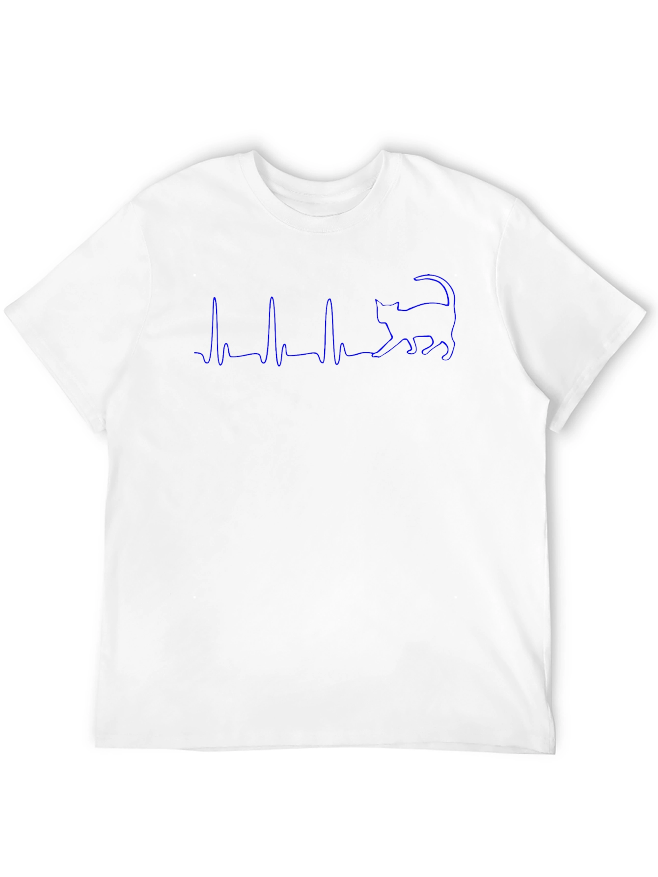 Cat Heartbeat Graphic T-Shirt - Black