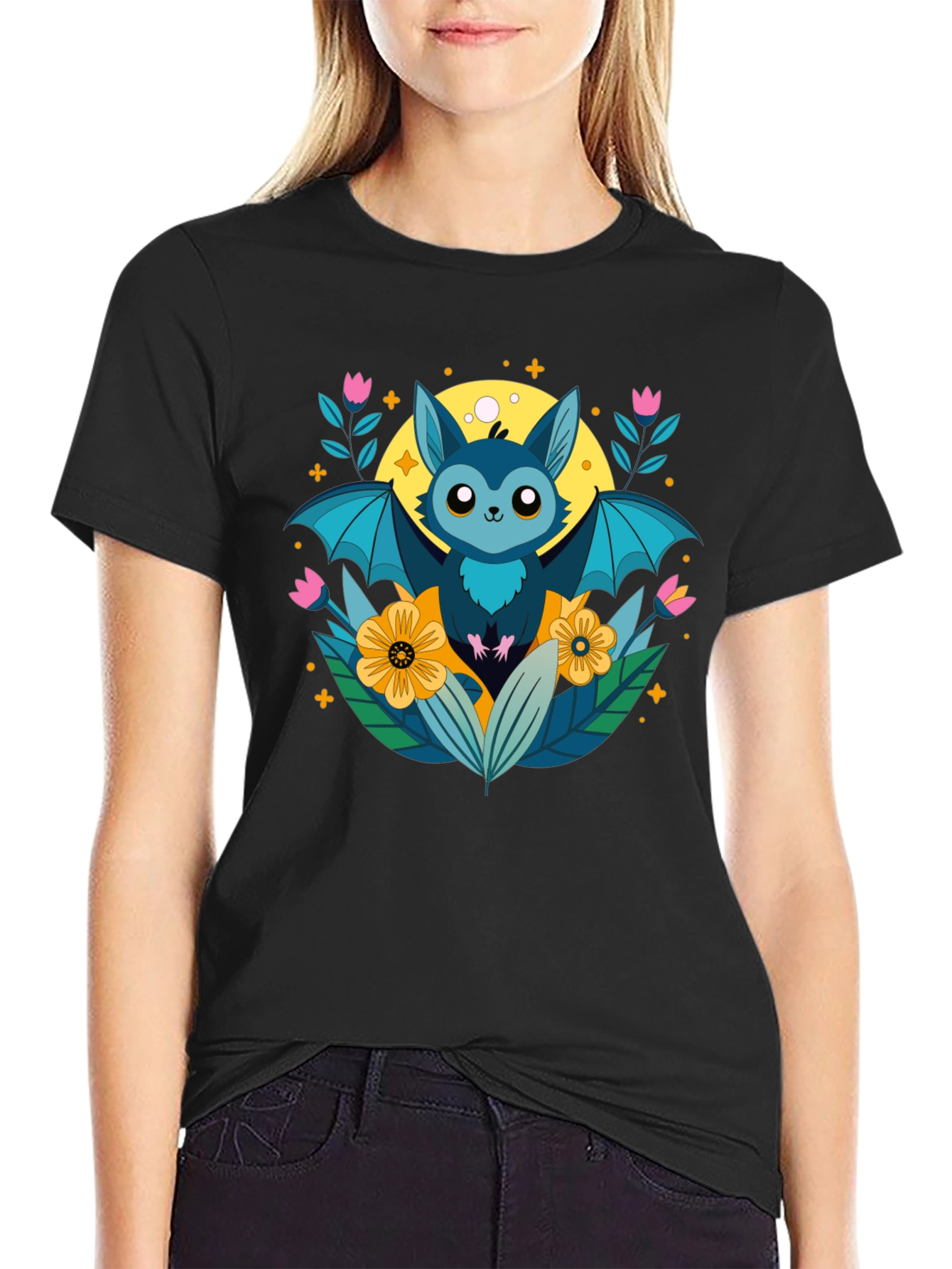 Cute Bat Graphic T-Shirt - Nature Inspired Design