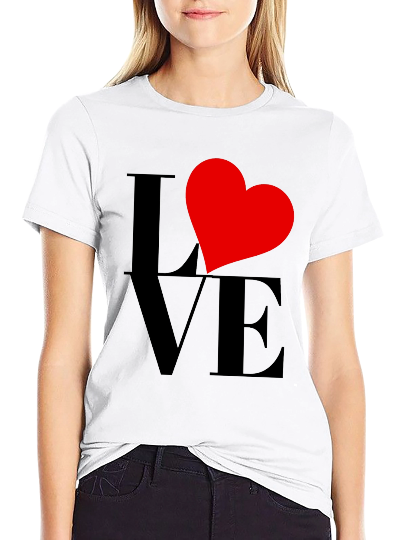 Love Heart Graphic Tee - Black Casual Shirt
