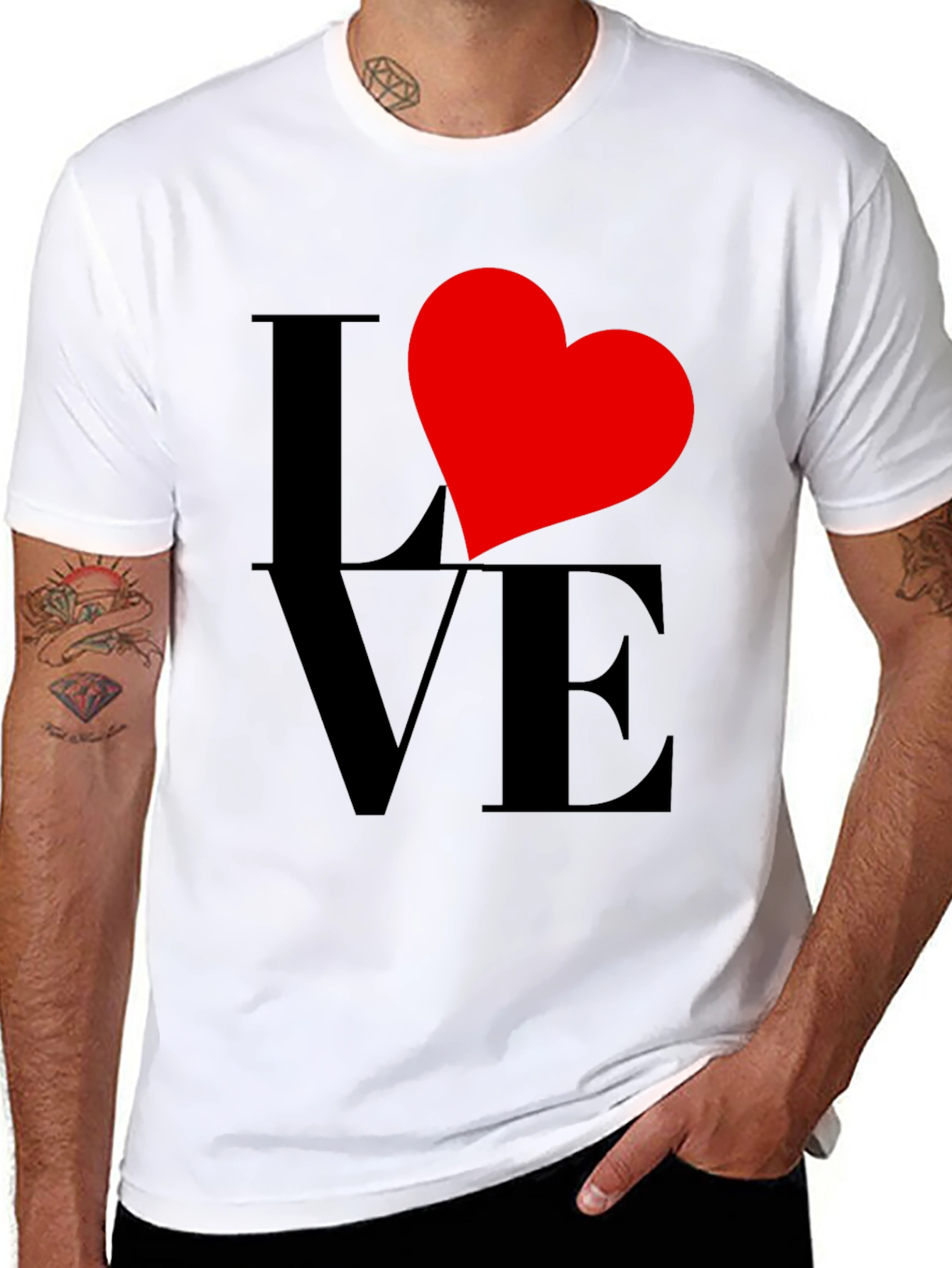 Love Heart Graphic Tee - Black Casual Shirt