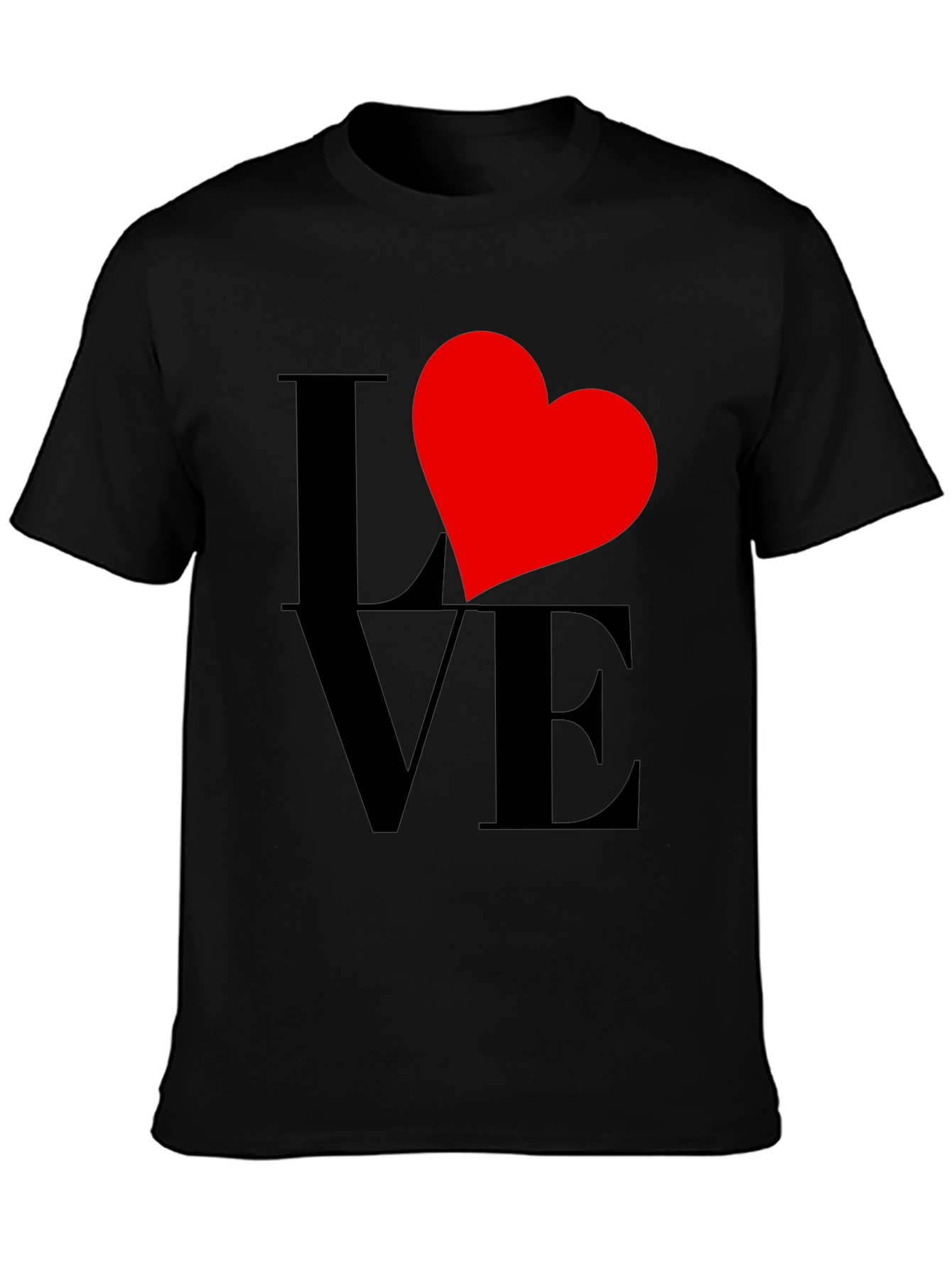 Love Heart Graphic Tee - Black Casual Shirt