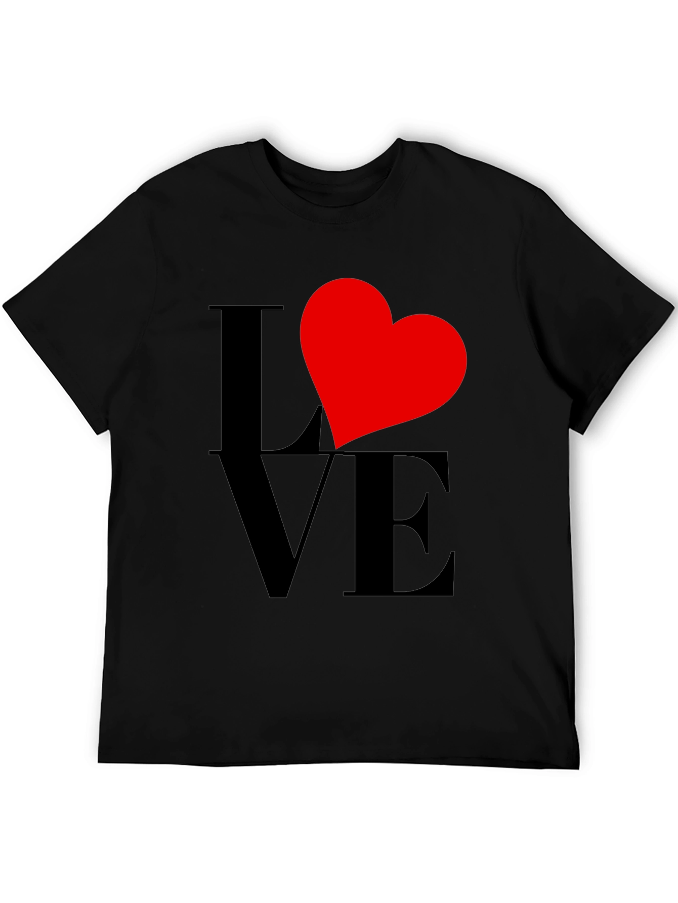Love Heart Graphic Tee - Black Casual Shirt