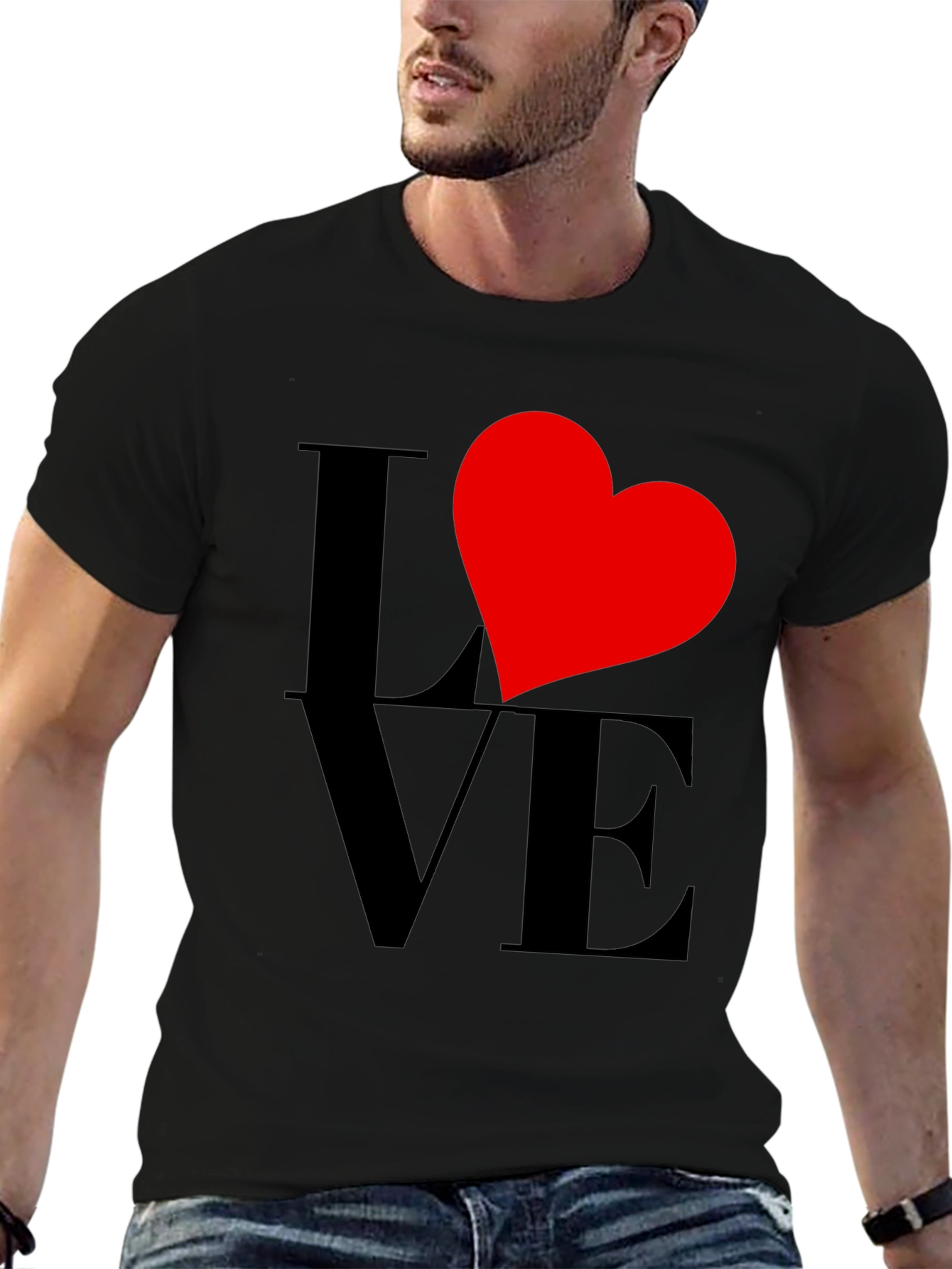 Love Heart Graphic Tee - Black Casual Shirt