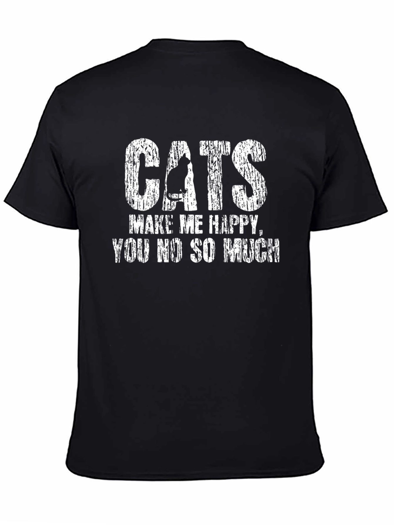 Cats Make Me Happy T-Shirt Funny Graphic Tee