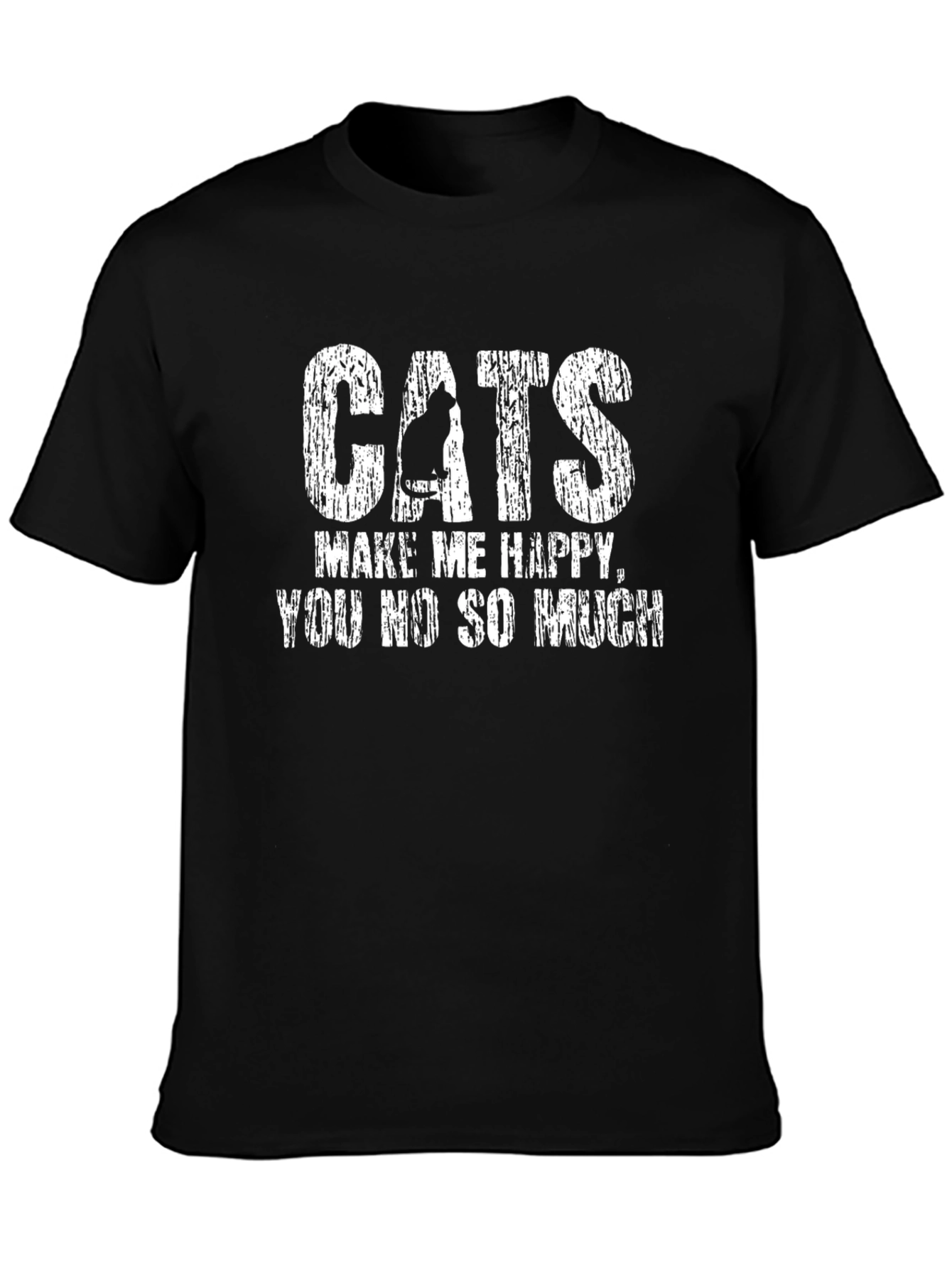 Cats Make Me Happy T-Shirt Funny Graphic Tee