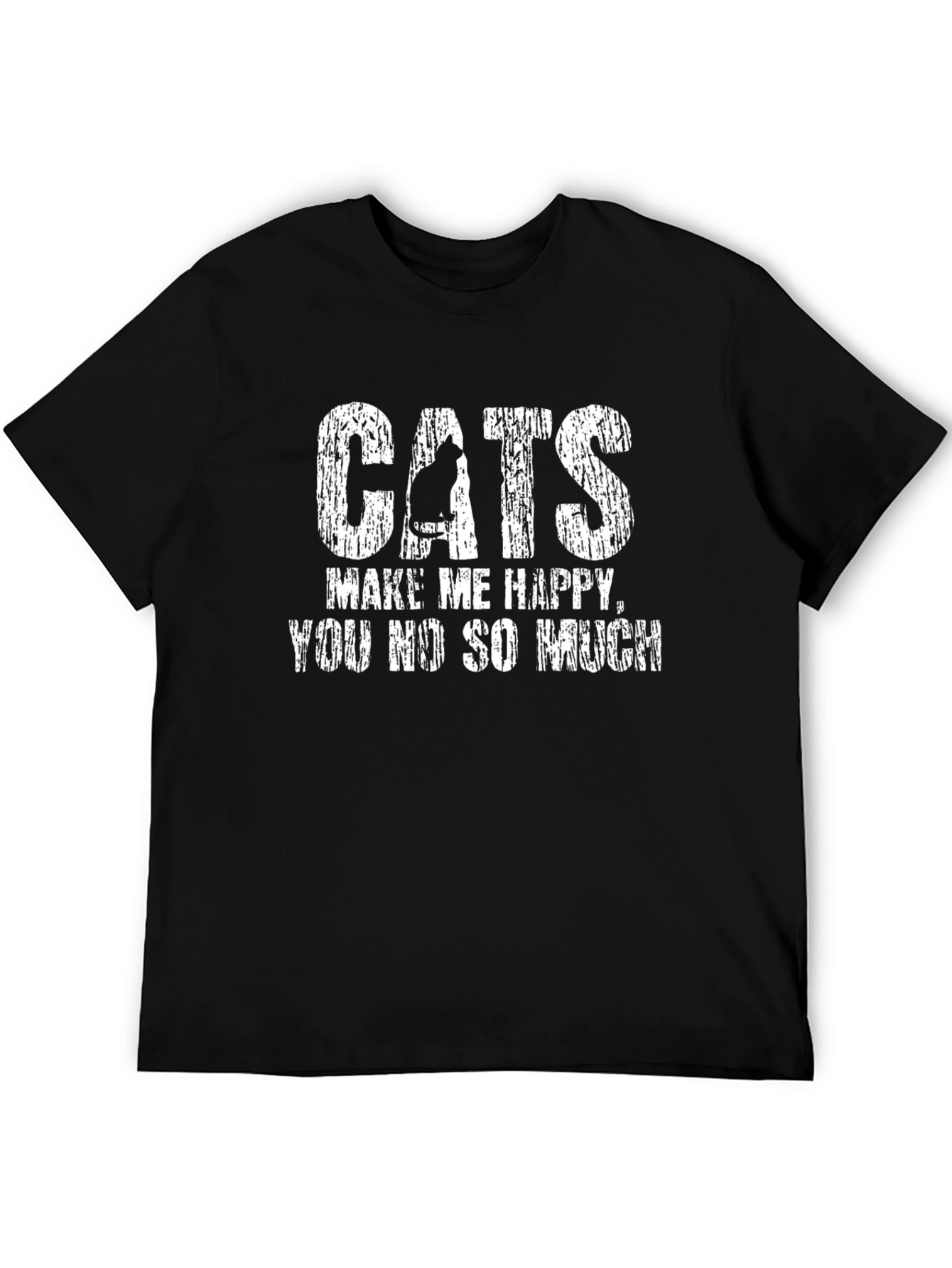 Cats Make Me Happy T-Shirt Funny Graphic Tee