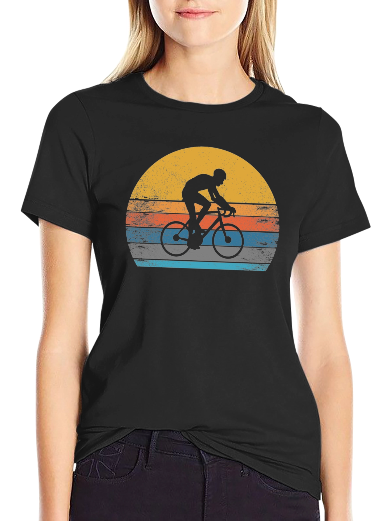 Retro Cyclist Sunset Graphic T-Shirt
