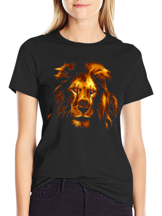 Lion Graphic Print Black Crew Neck T-Shirt