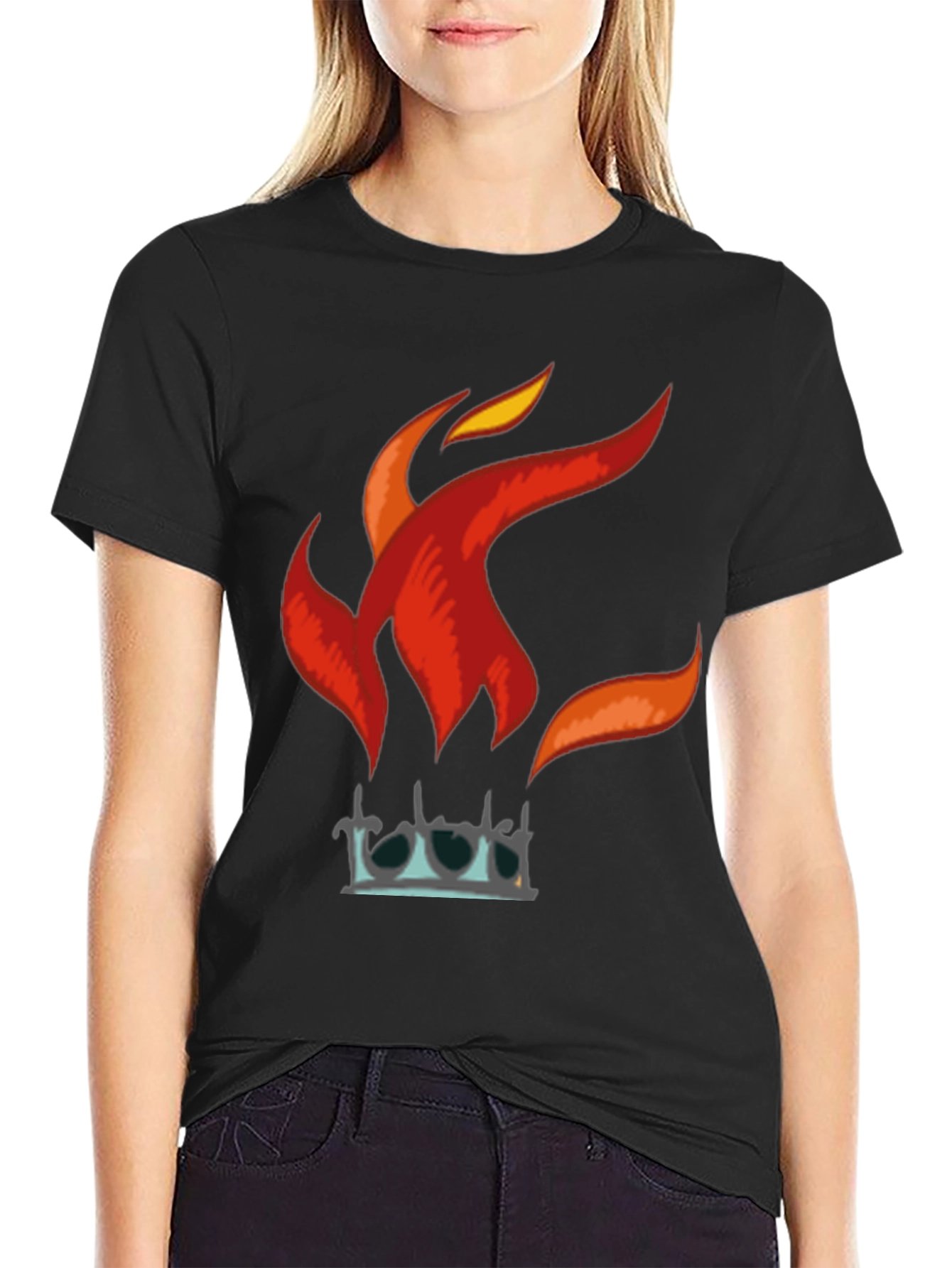 Fiery Crown Graphic T-Shirt - Bold Black Tee