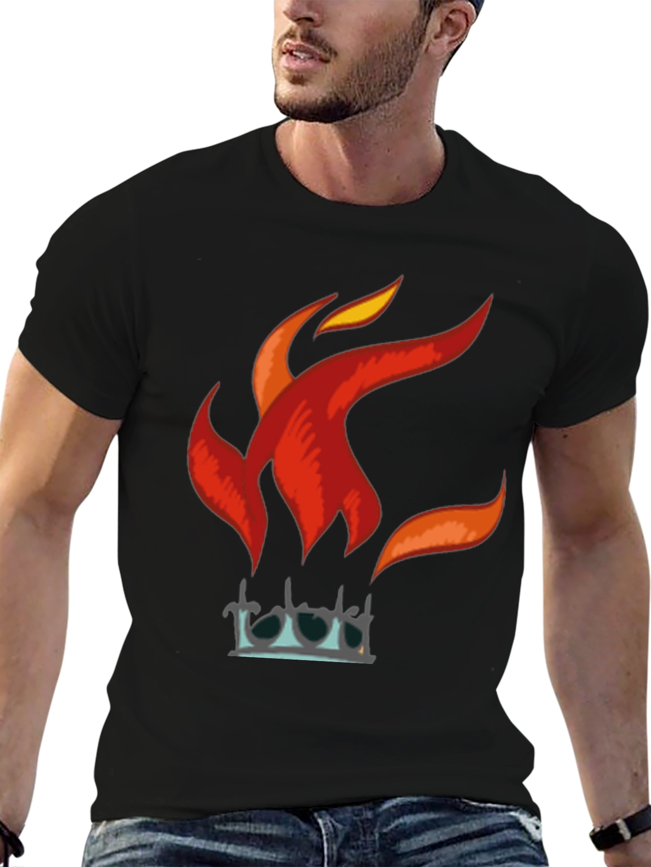 Fiery Crown Graphic T-Shirt - Bold Black Tee