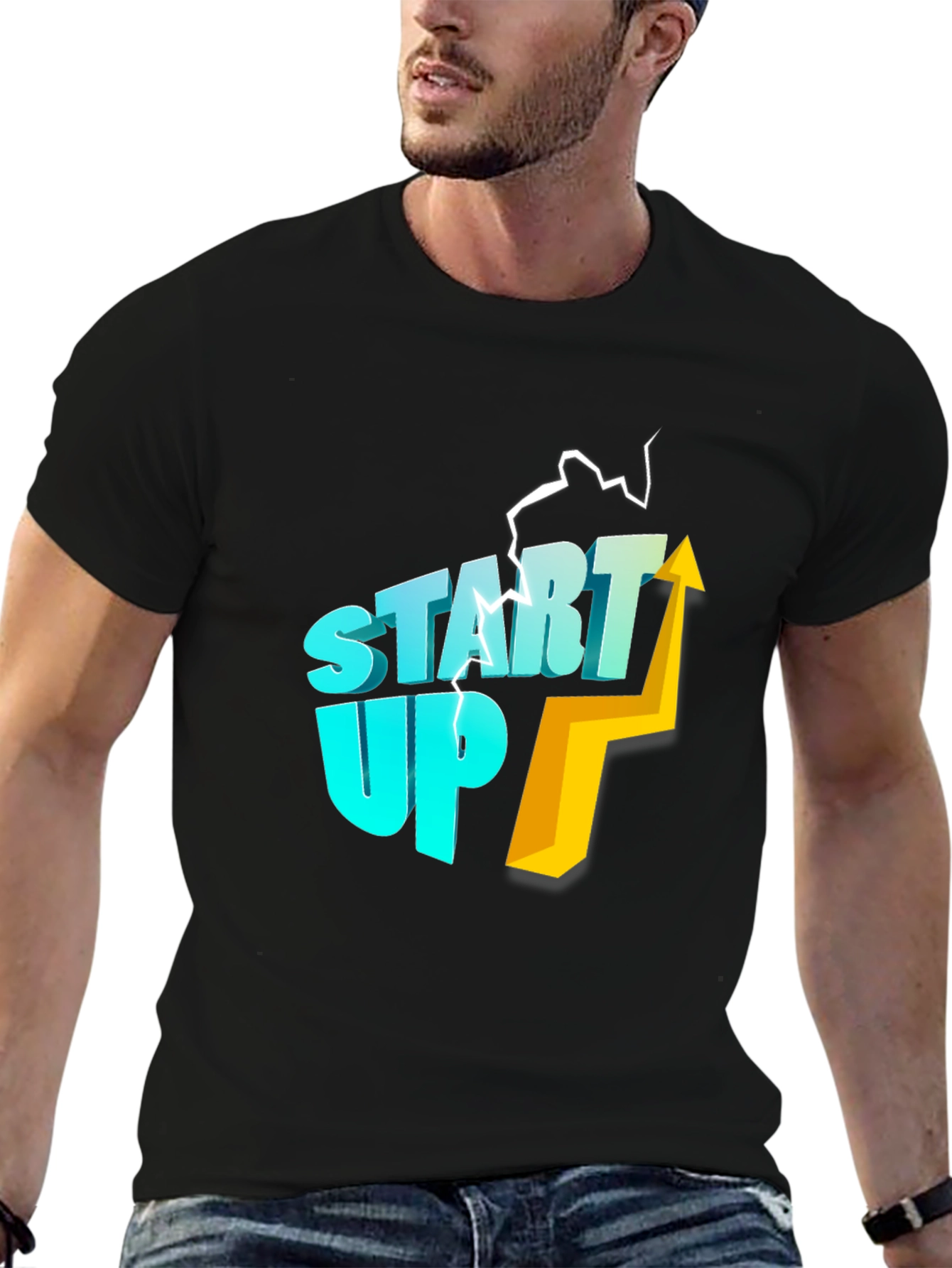 Start Up Arrow Graphic Black T-Shirt
