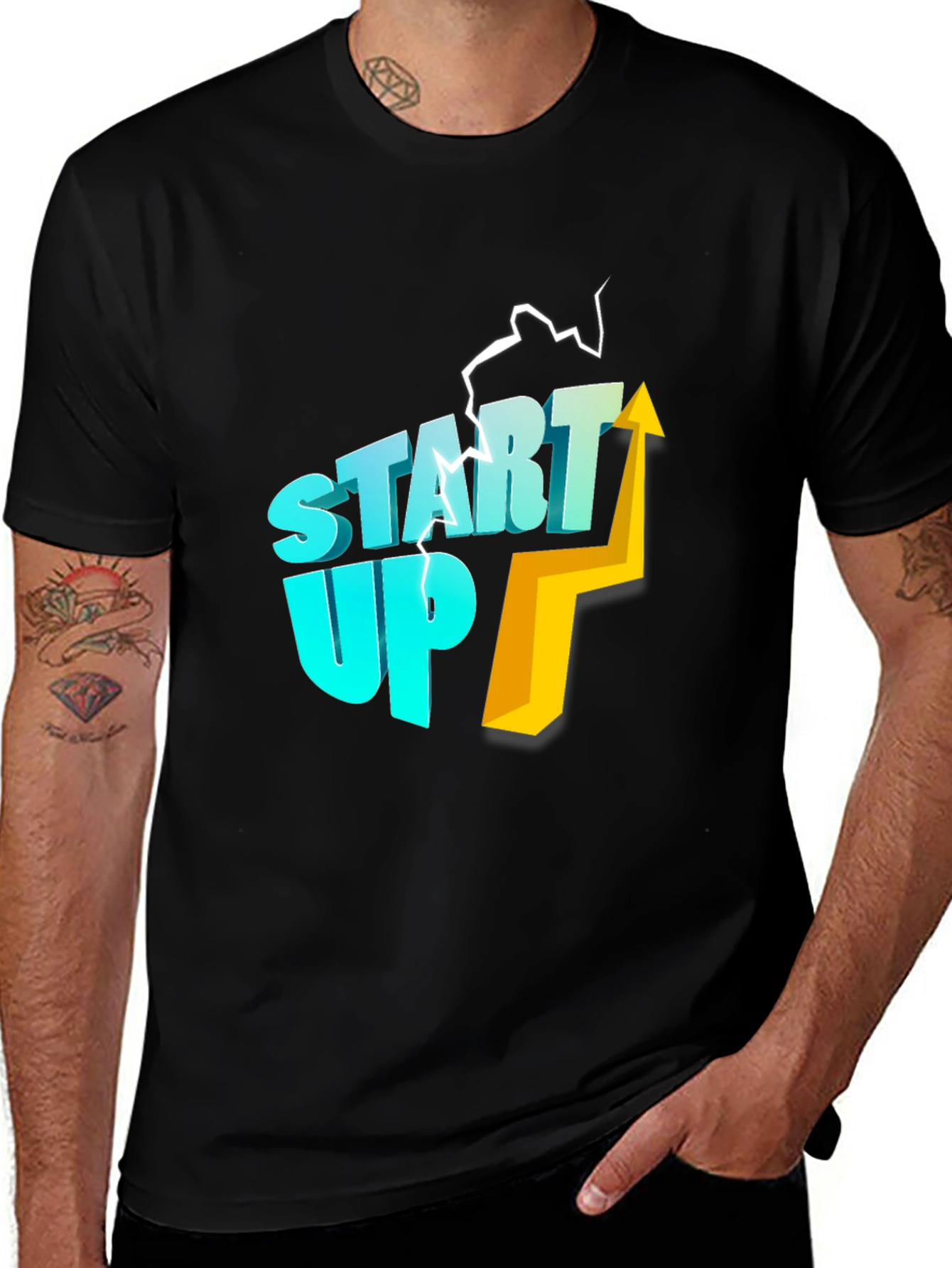 Start Up Arrow Graphic Black T-Shirt