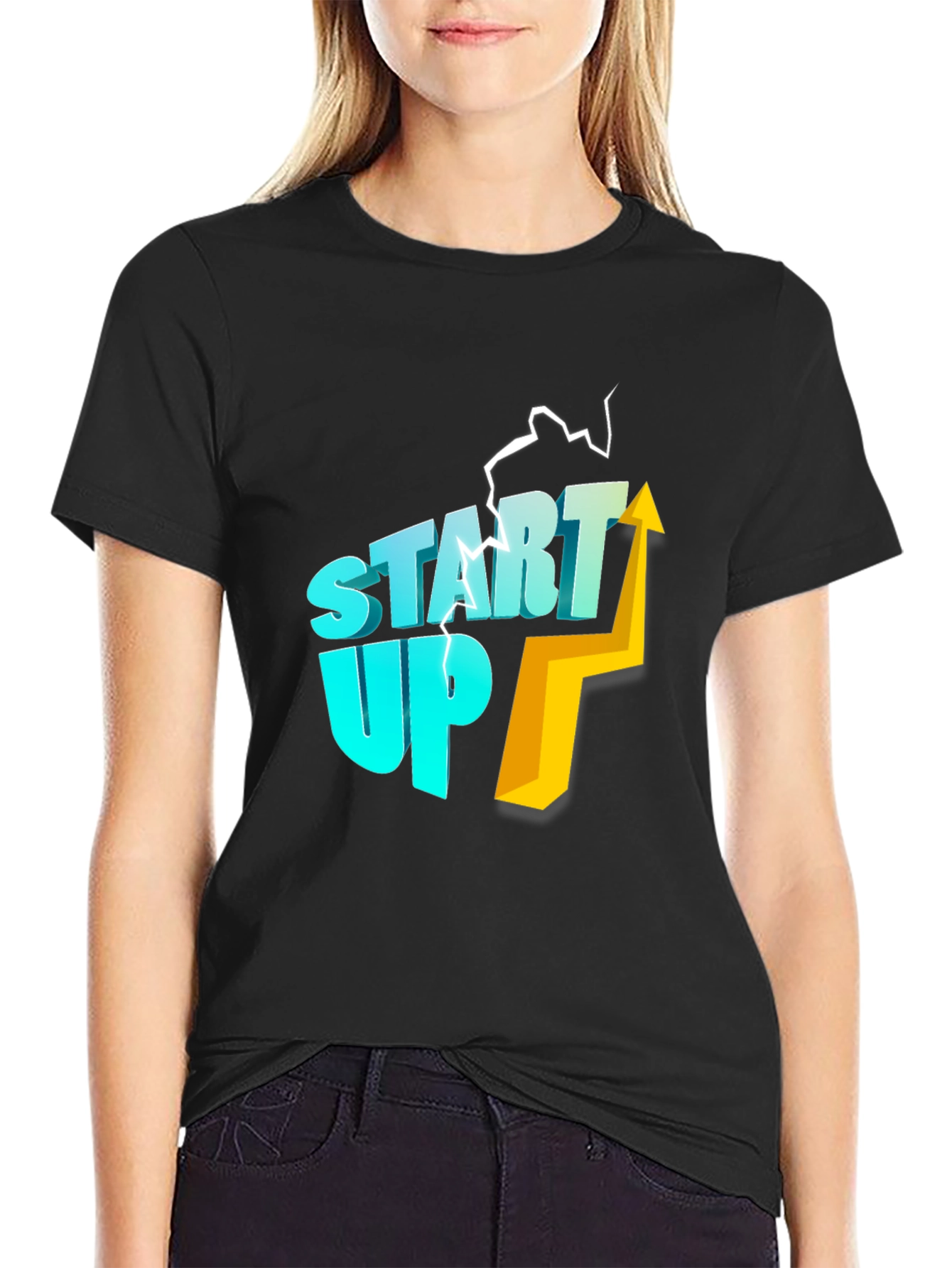 Start Up Arrow Graphic Black T-Shirt