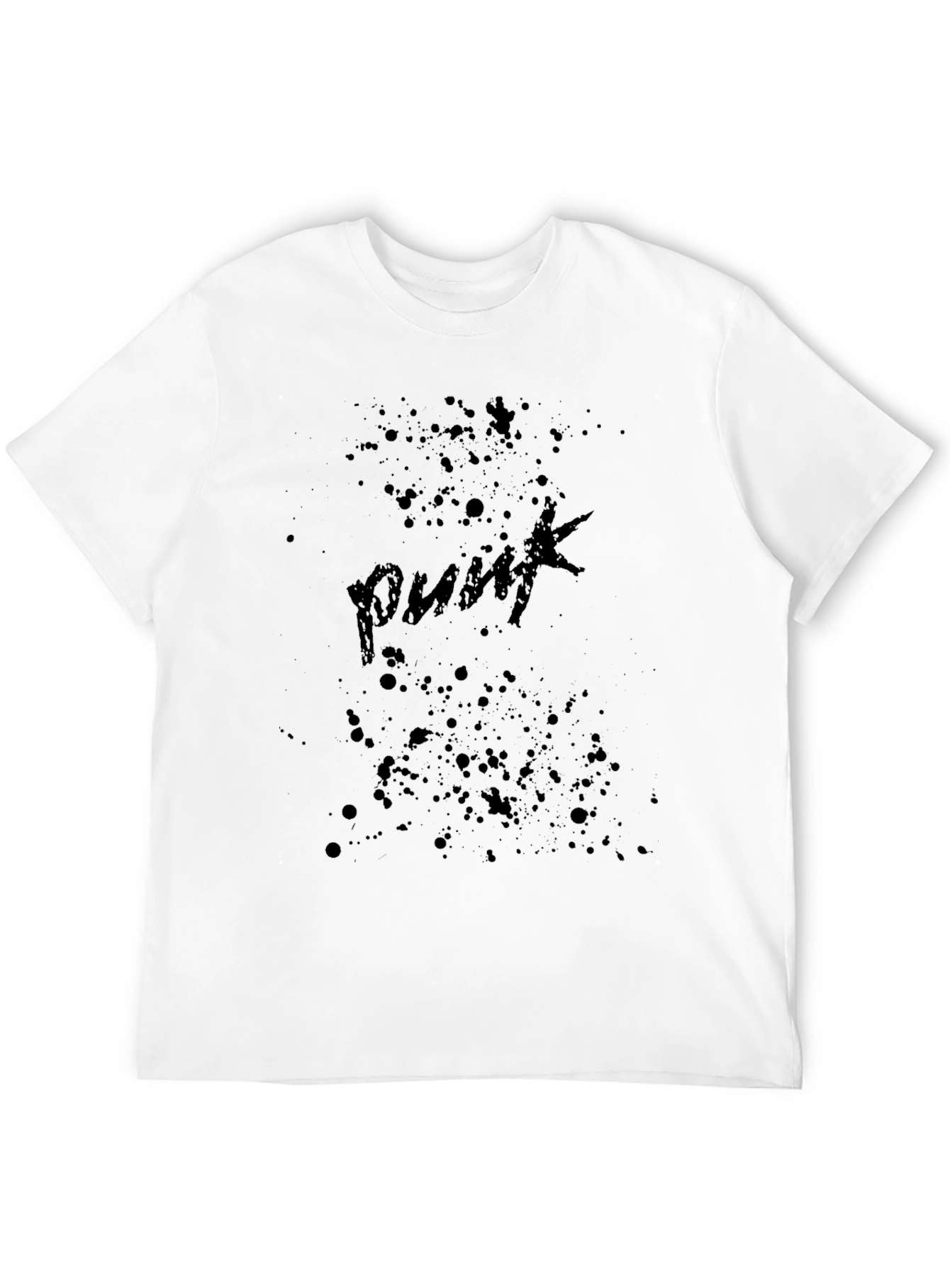 Punk Splatter Print Black T-Shirt