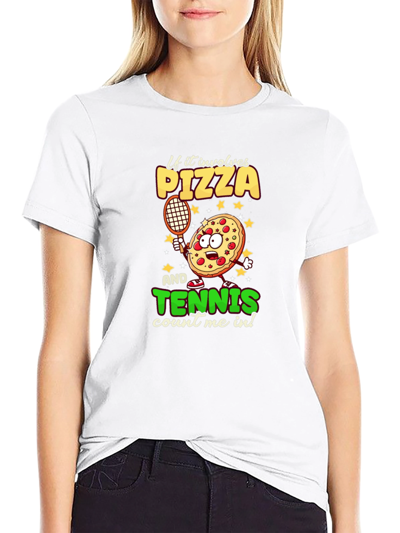 Pizza Tennis Graphic Tee - Foodie Sports T-Shirt