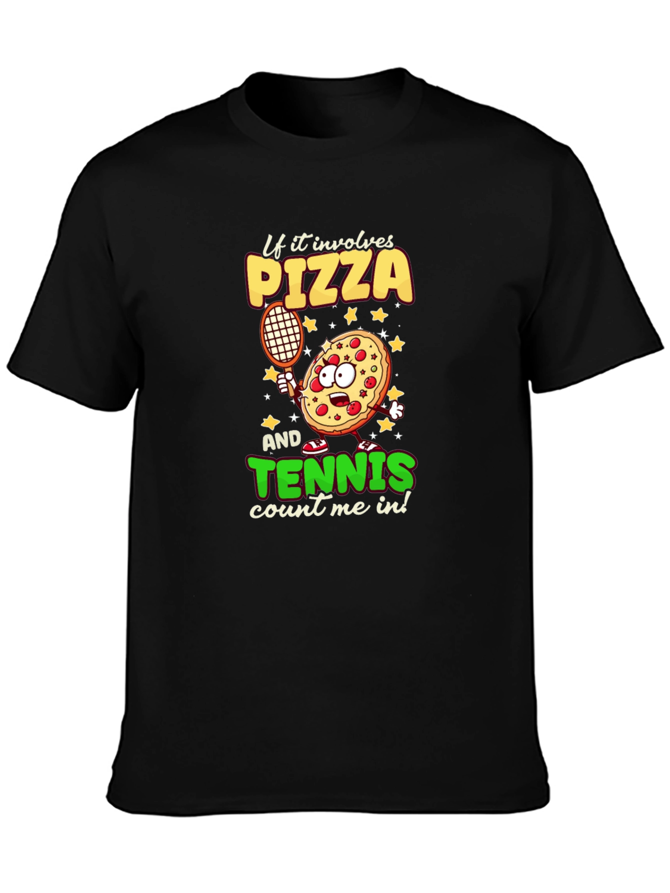 Pizza Tennis Graphic Tee - Foodie Sports T-Shirt