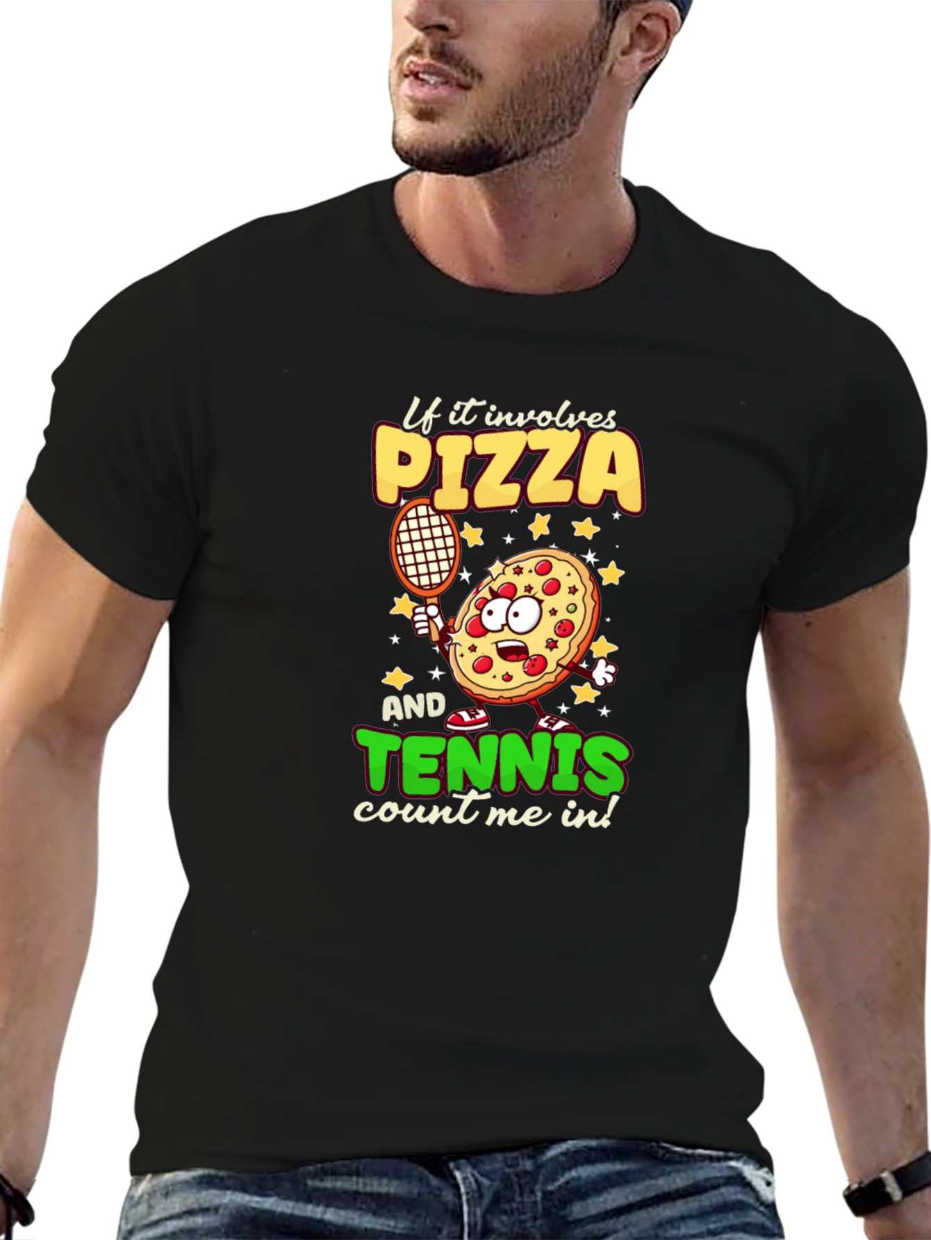 Pizza Tennis Graphic Tee - Foodie Sports T-Shirt