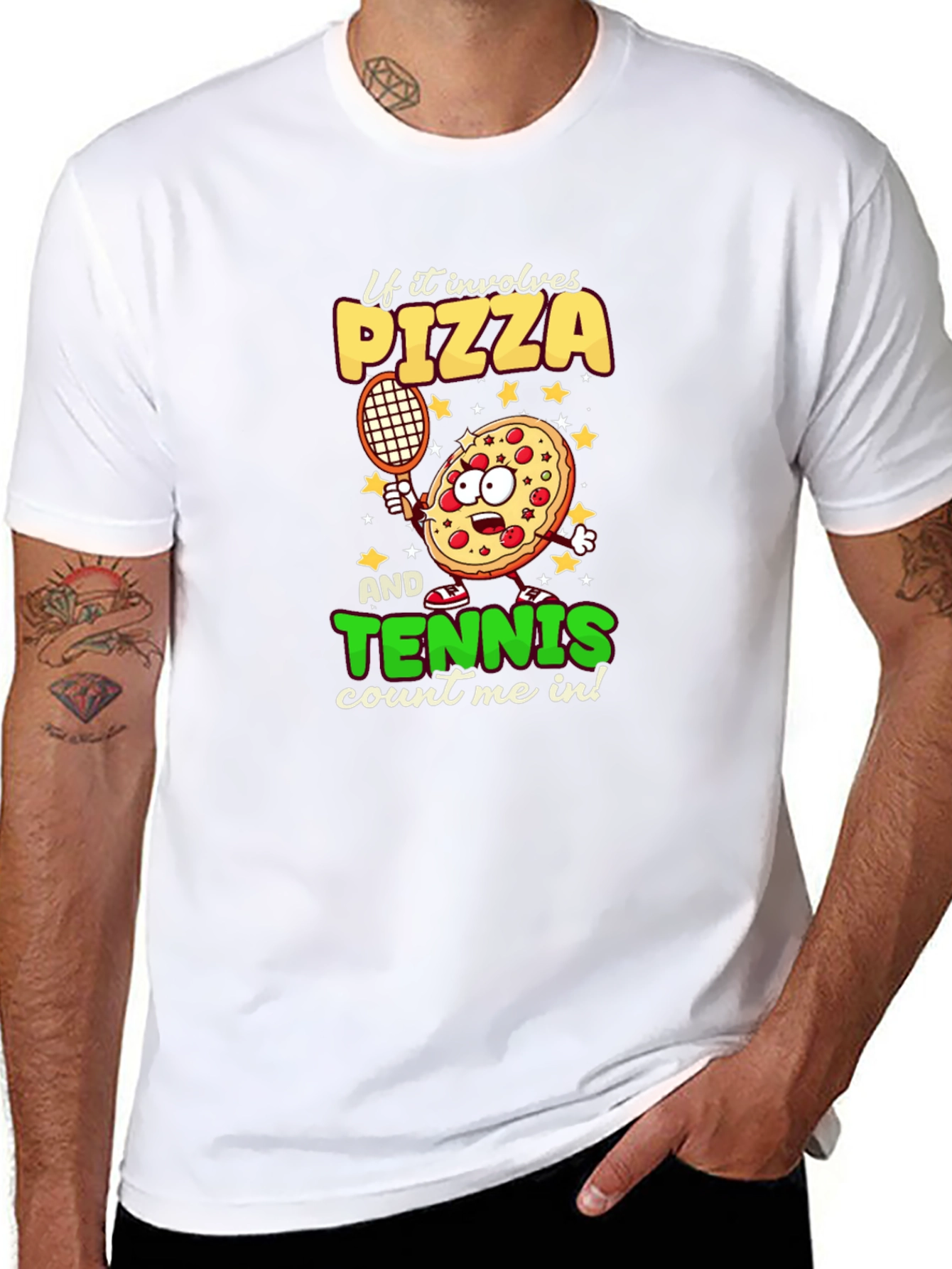 Pizza Tennis Graphic Tee - Foodie Sports T-Shirt
