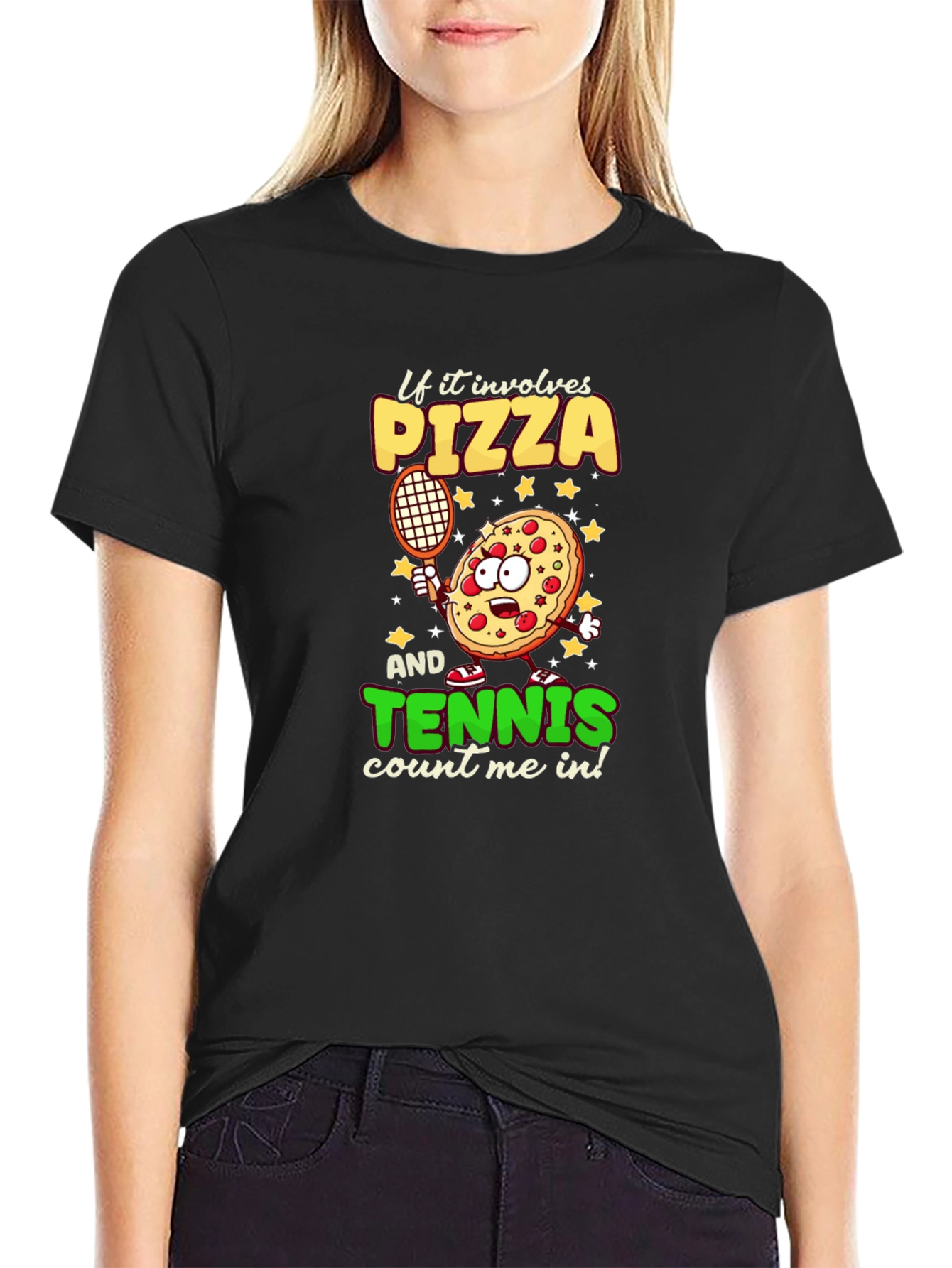 Pizza Tennis Graphic Tee - Foodie Sports T-Shirt