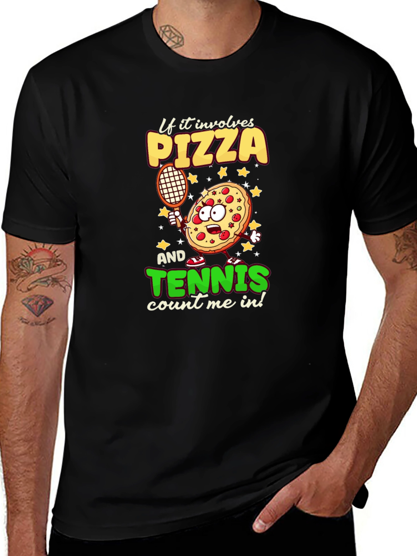 Pizza Tennis Graphic Tee - Foodie Sports T-Shirt