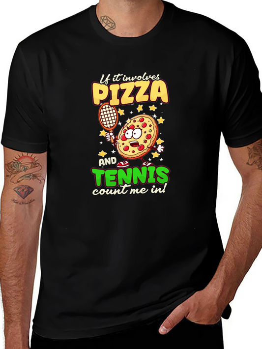 Pizza Tennis Graphic Tee - Foodie Sports T-Shirt