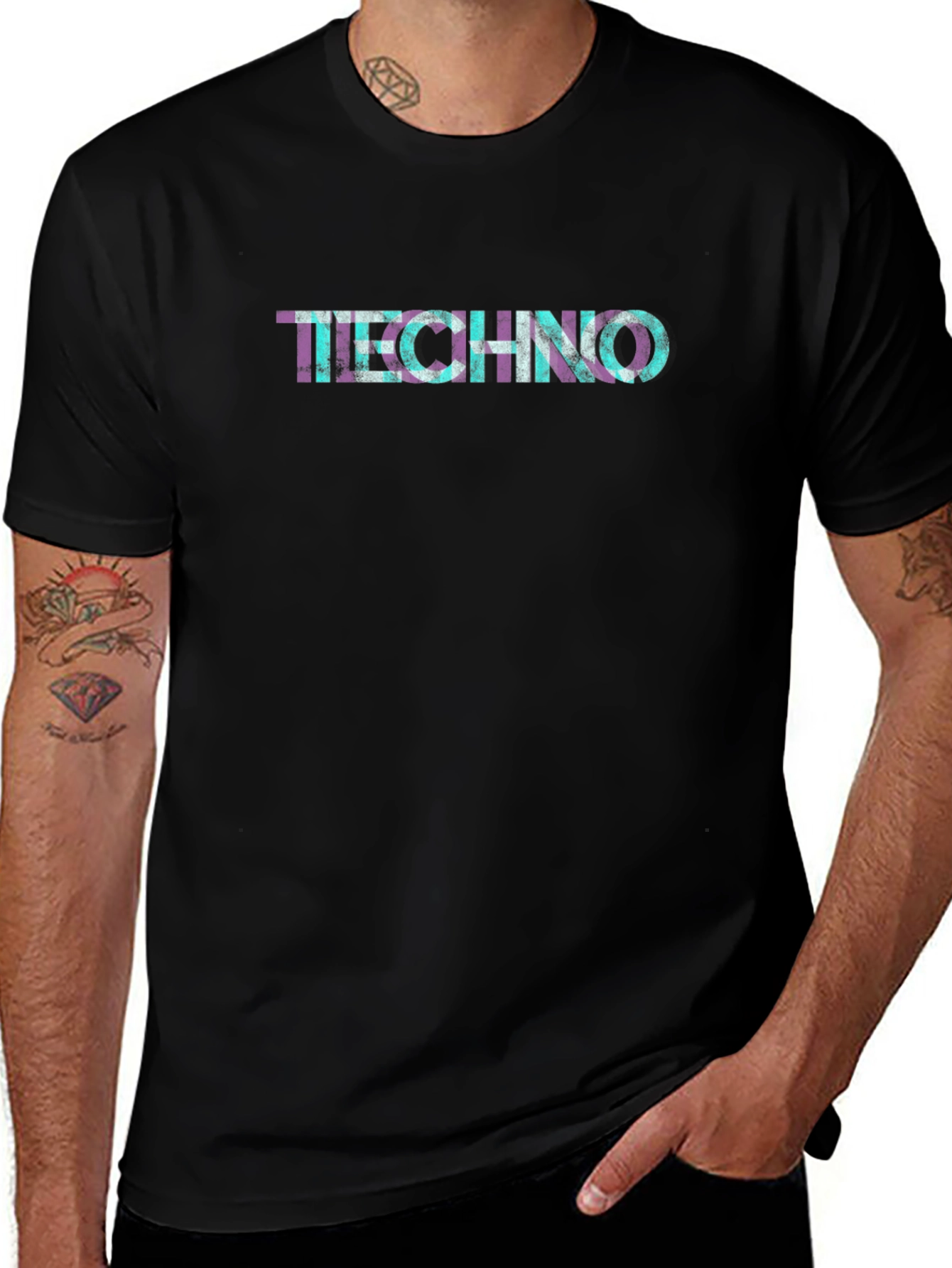 Techno Graphic Print Crew Neck T-Shirt