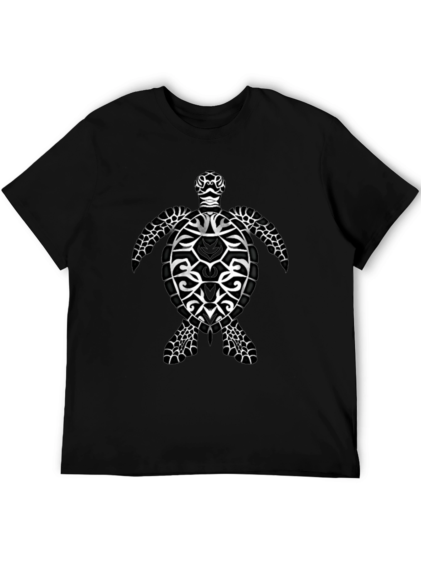Tribal Sea Turtle Graphic Black T-Shirt