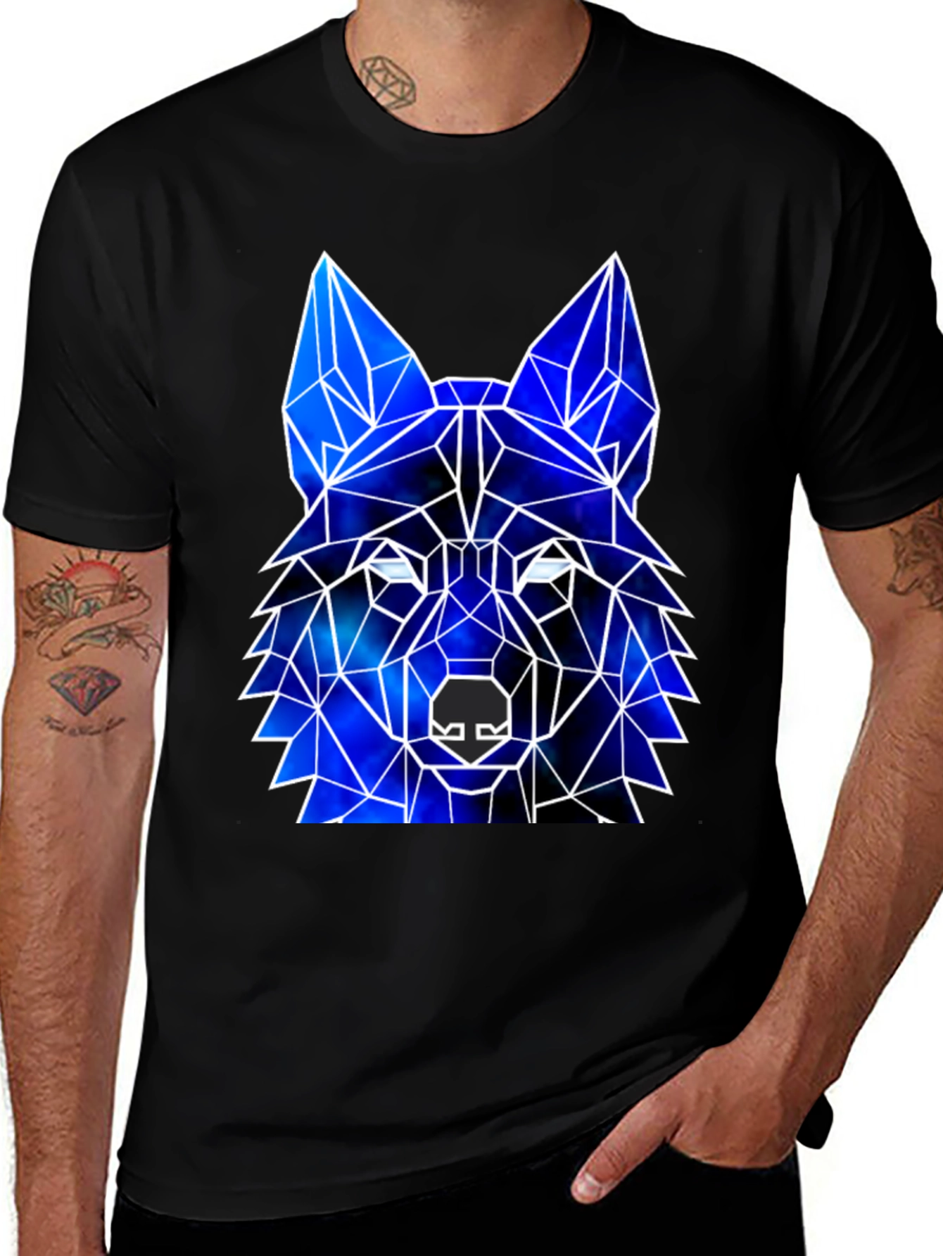 Geometric Wolf Galaxy T-Shirt | Cosmic Wolf Graphic Tee | Space Animal Shirt | Wolf Lover Gift | Free Shipping $50+