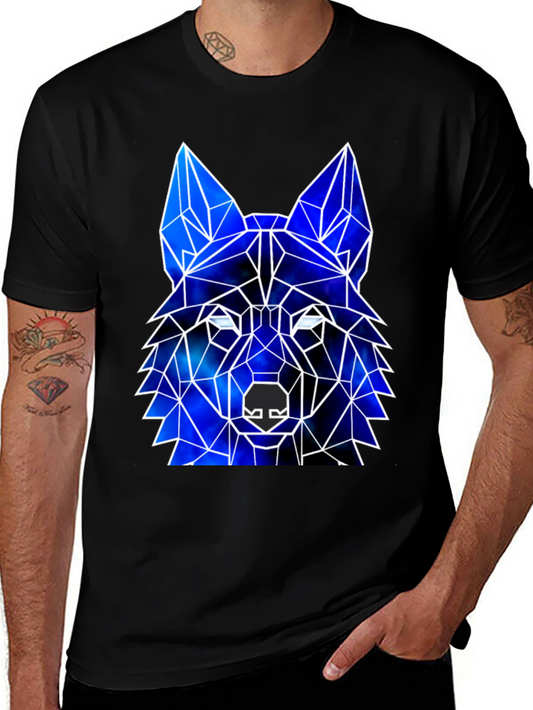 Geometric Wolf Galaxy T-Shirt | Cosmic Wolf Graphic Tee | Space Animal Shirt | Wolf Lover Gift | Free Shipping $50+