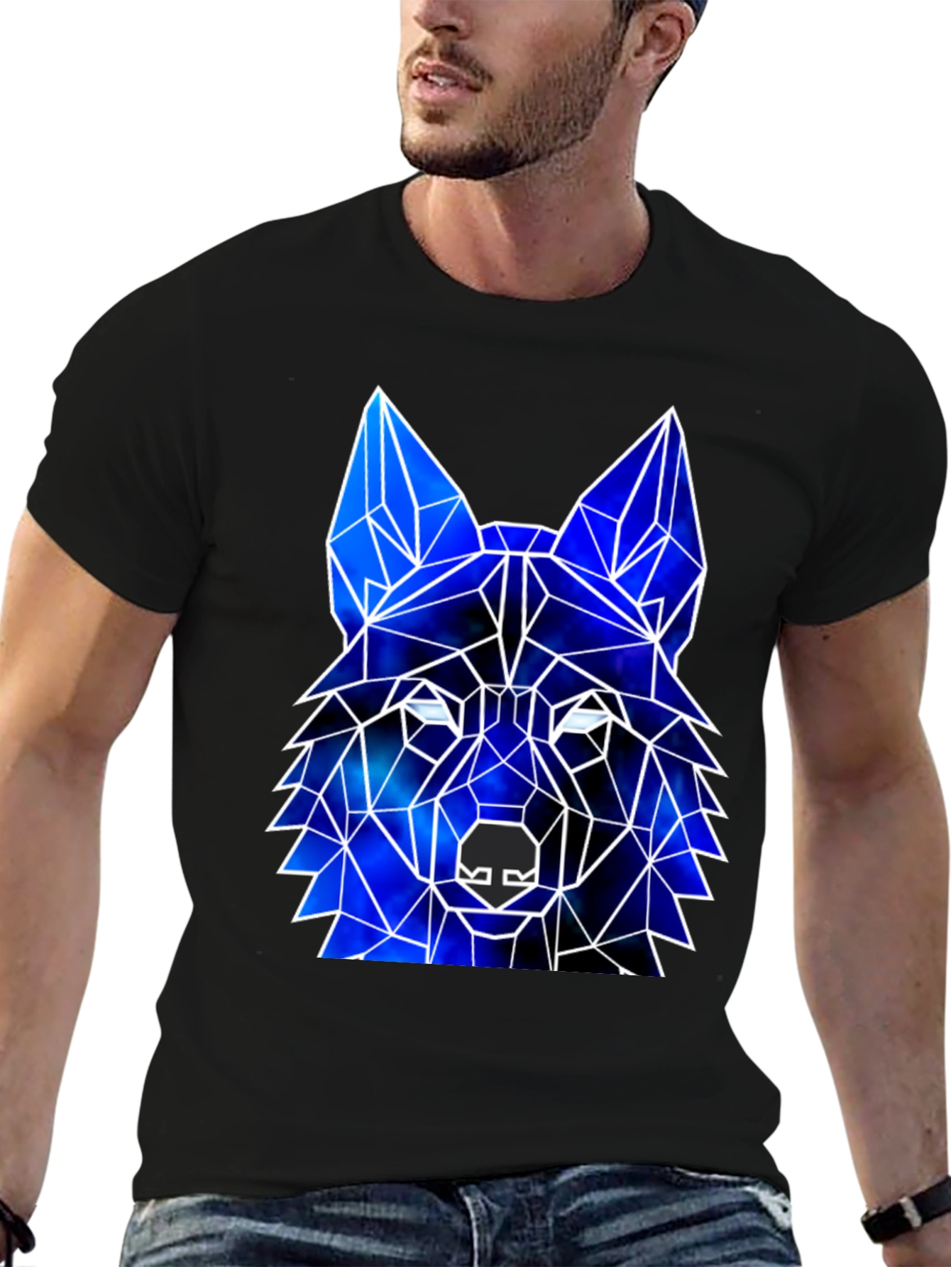 Geometric Wolf Galaxy T-Shirt | Cosmic Wolf Graphic Tee | Space Animal Shirt | Wolf Lover Gift | Free Shipping $50+