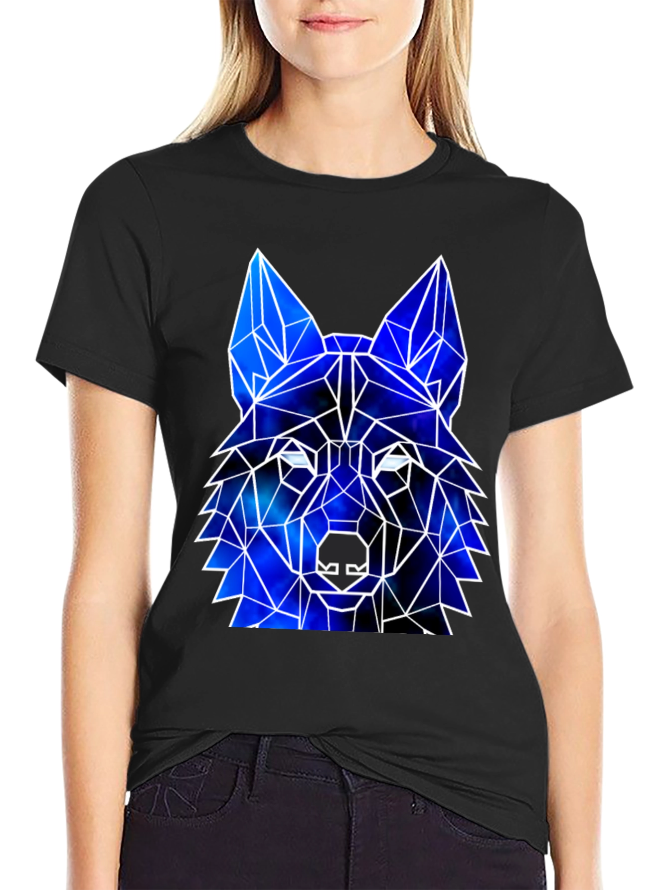 Geometric Wolf Galaxy T-Shirt | Cosmic Wolf Graphic Tee | Space Animal Shirt | Wolf Lover Gift | Free Shipping $50+