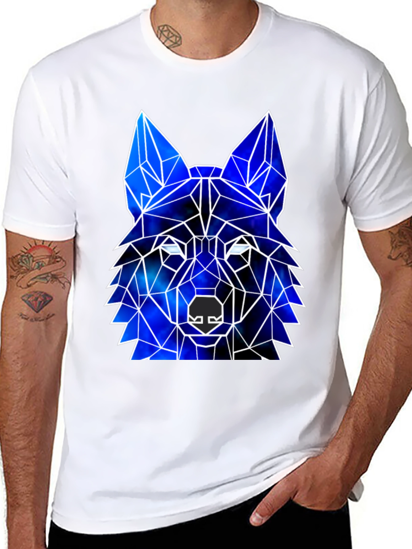 Geometric Wolf Galaxy T-Shirt | Cosmic Wolf Graphic Tee | Space Animal Shirt | Wolf Lover Gift | Free Shipping $50+
