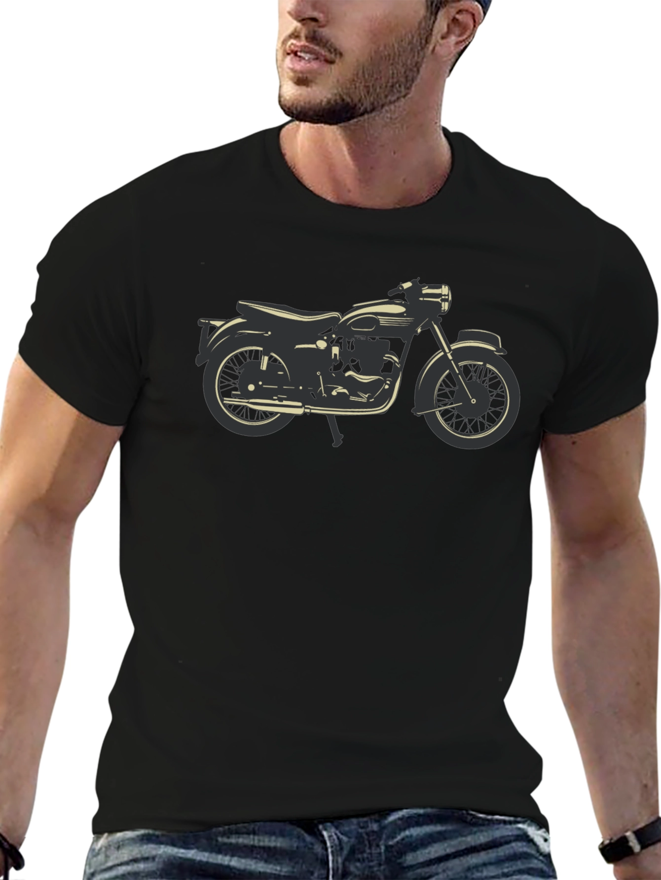 Classic Motorcycle Graphic Tee - Black