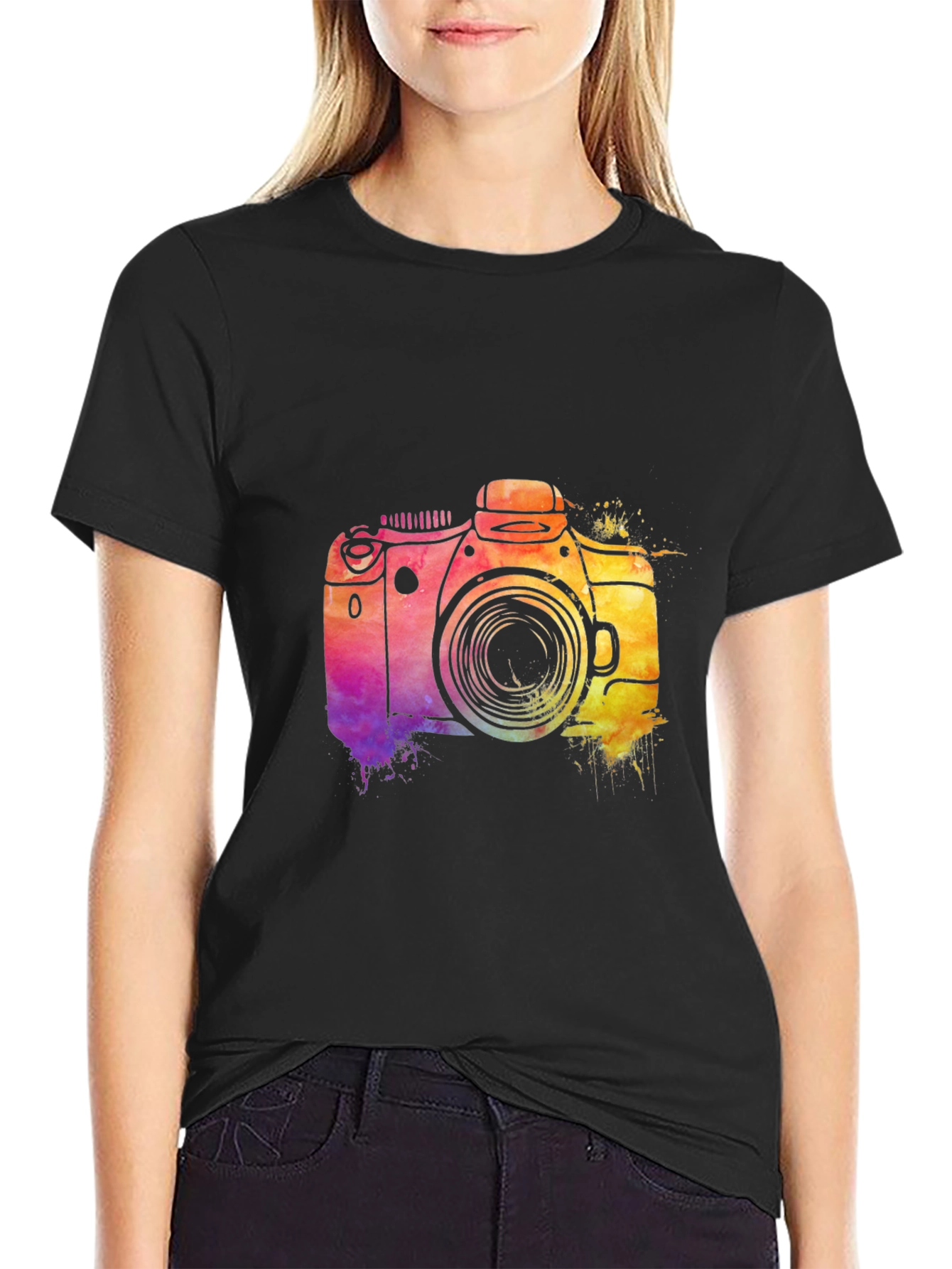 Watercolor Camera Graphic T-Shirt