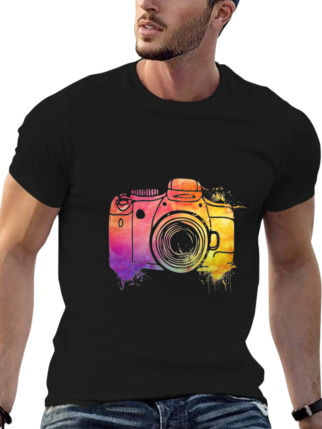 Watercolor Camera Graphic T-Shirt