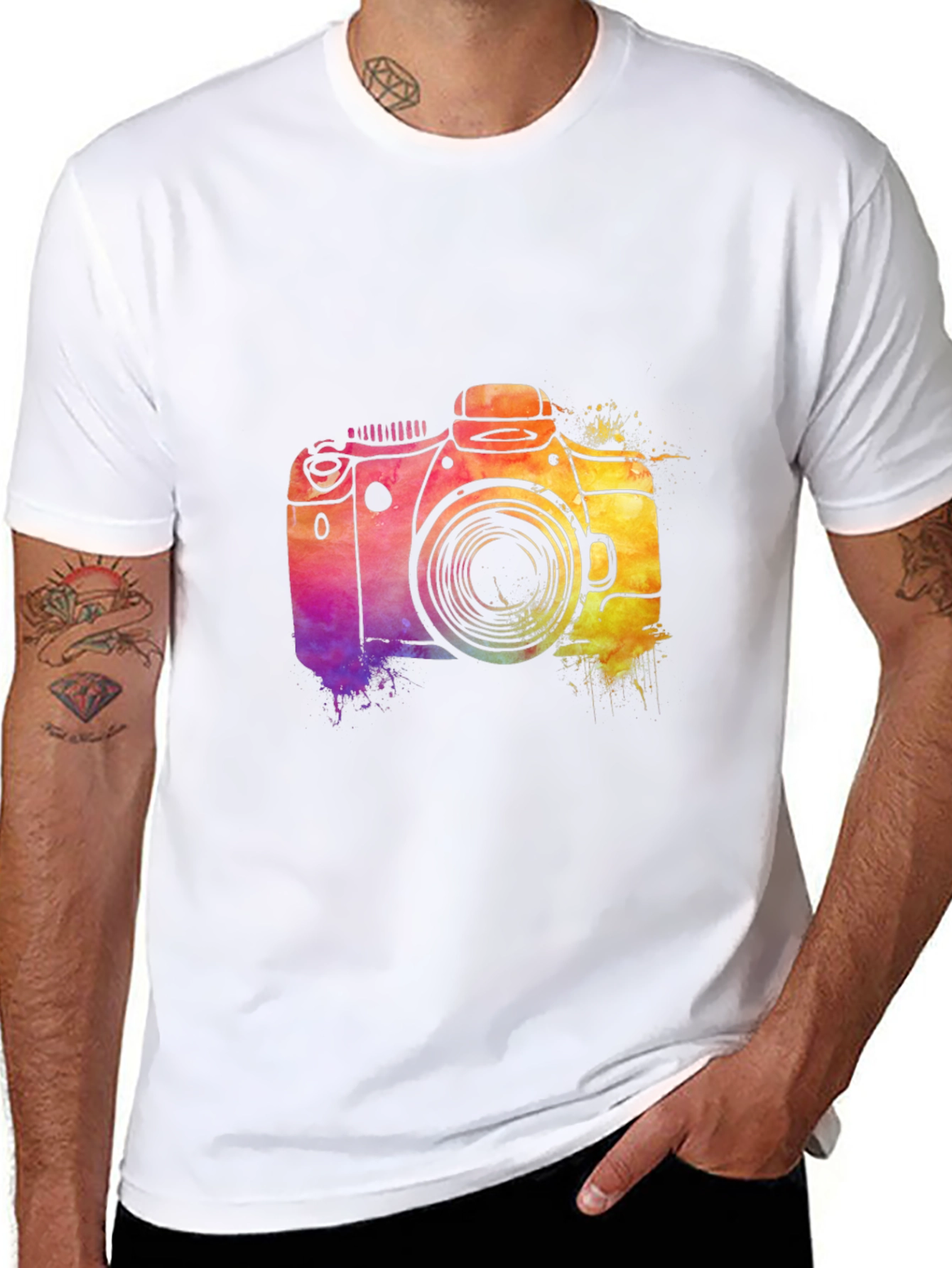 Watercolor Camera Graphic T-Shirt