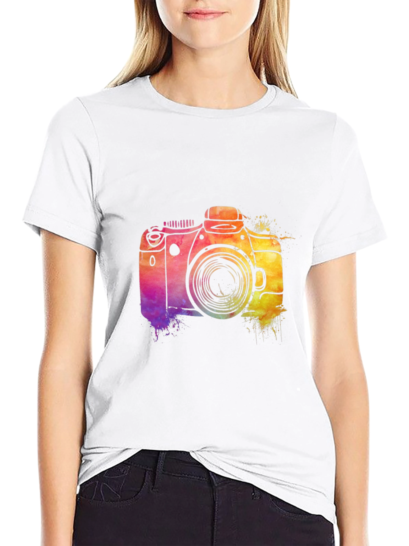 Watercolor Camera Graphic T-Shirt