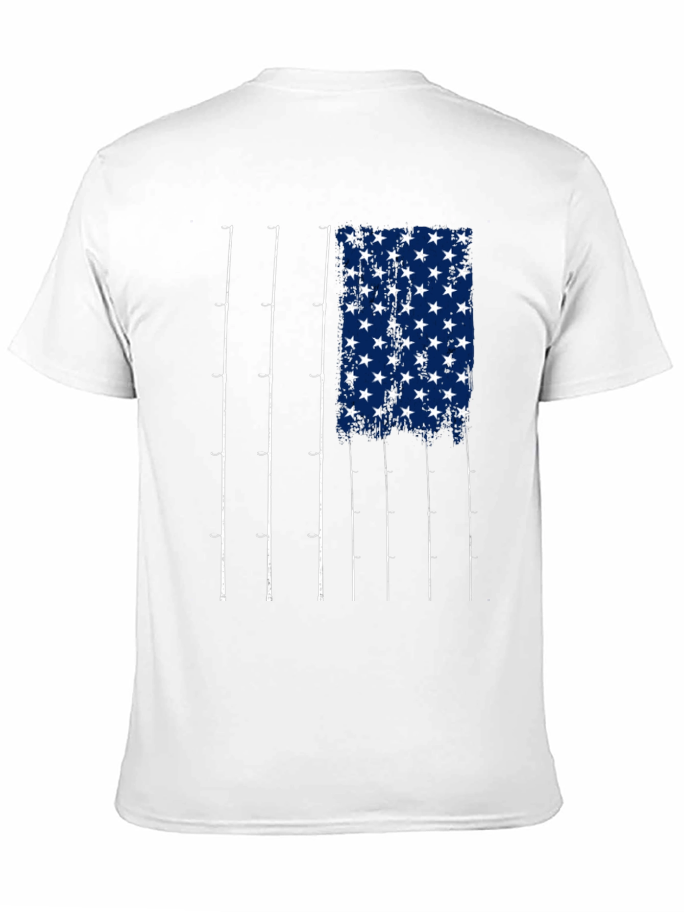 Fishing Rod American Flag Graphic T-Shirt