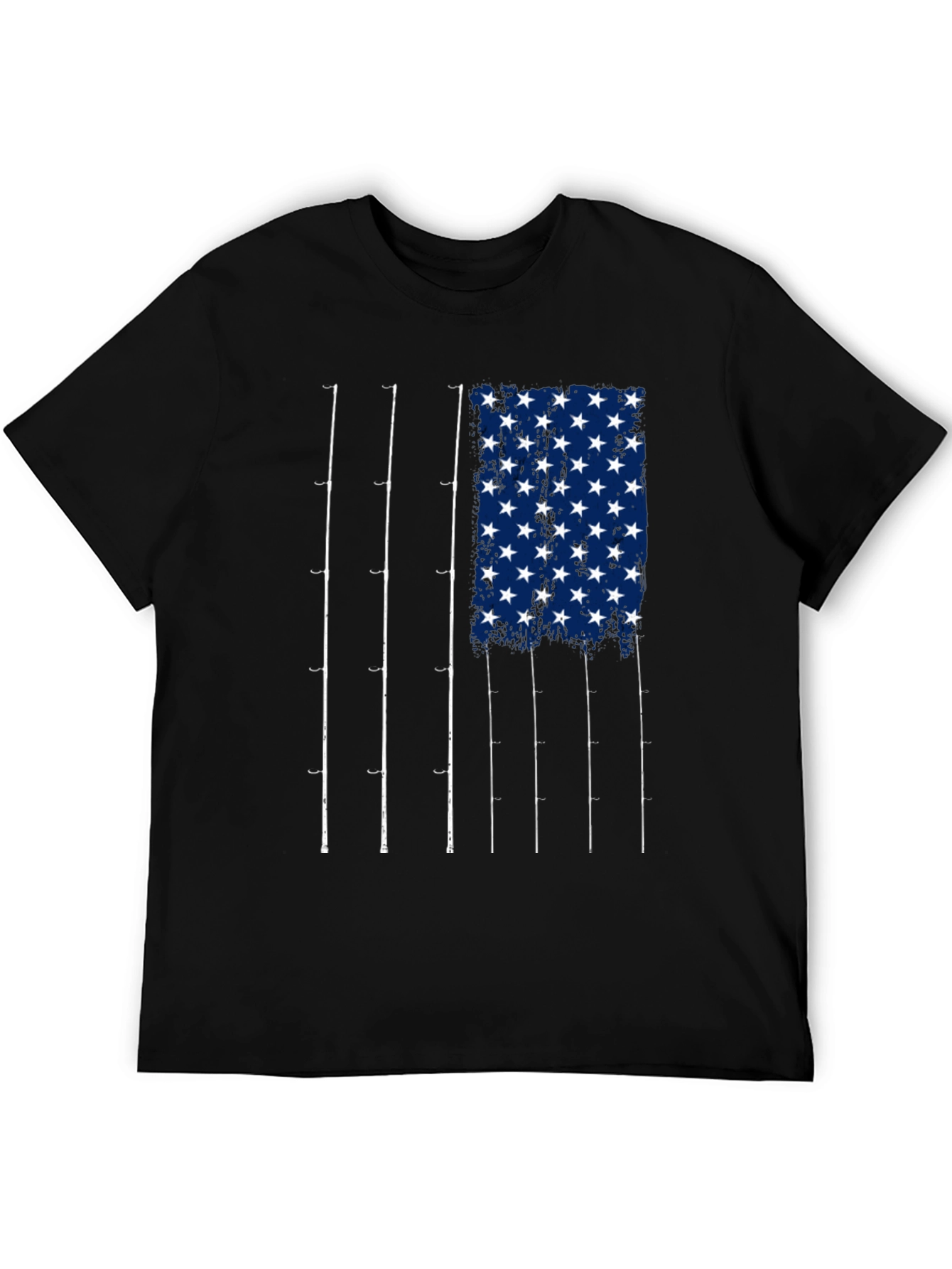 Fishing Rod American Flag Graphic T-Shirt