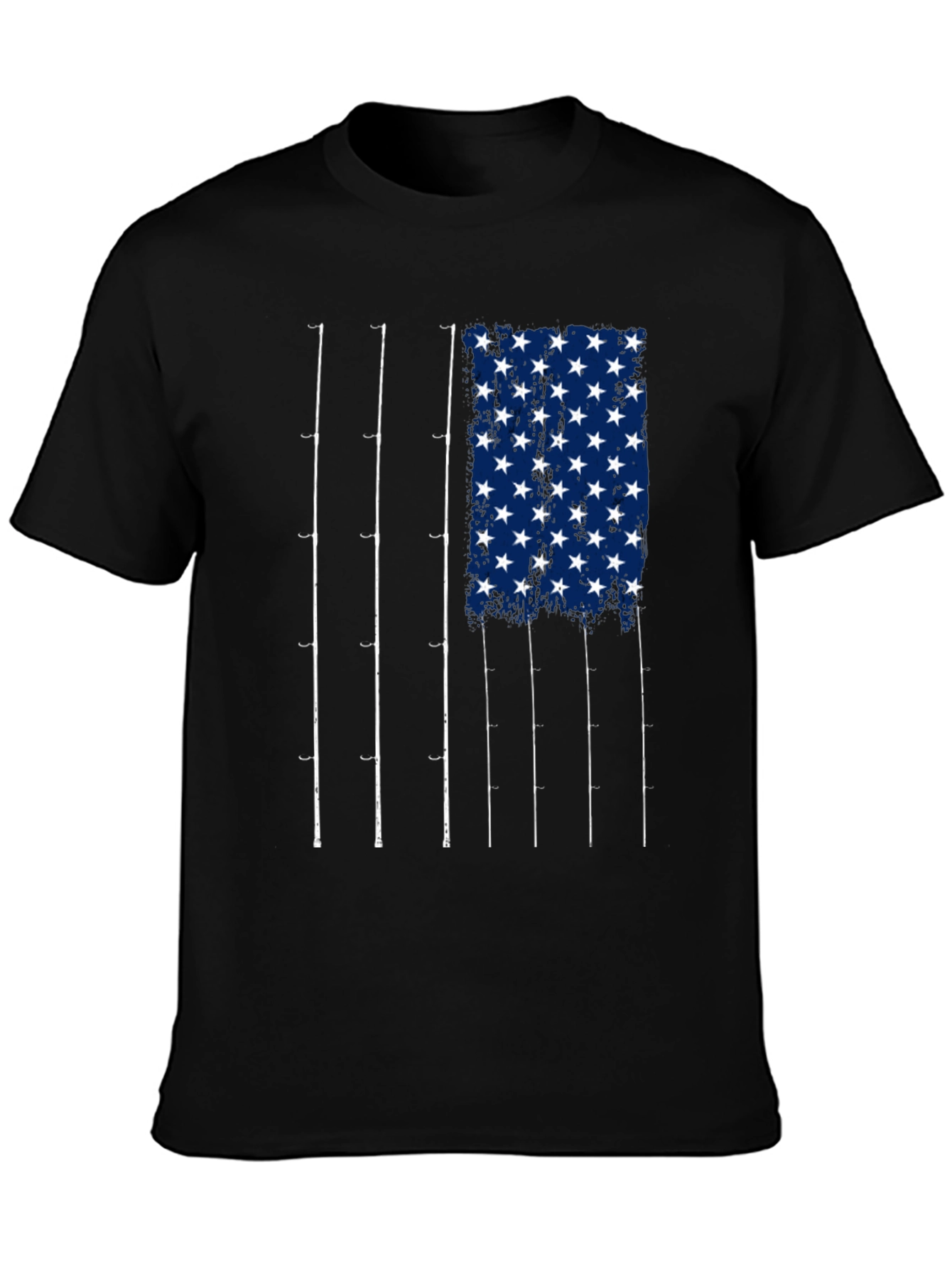 Fishing Rod American Flag Graphic T-Shirt