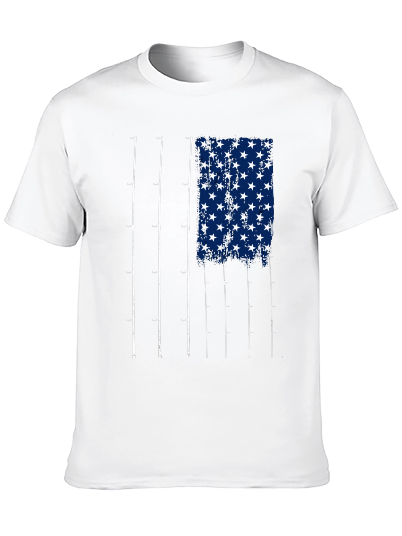 Fishing Rod American Flag Graphic T-Shirt