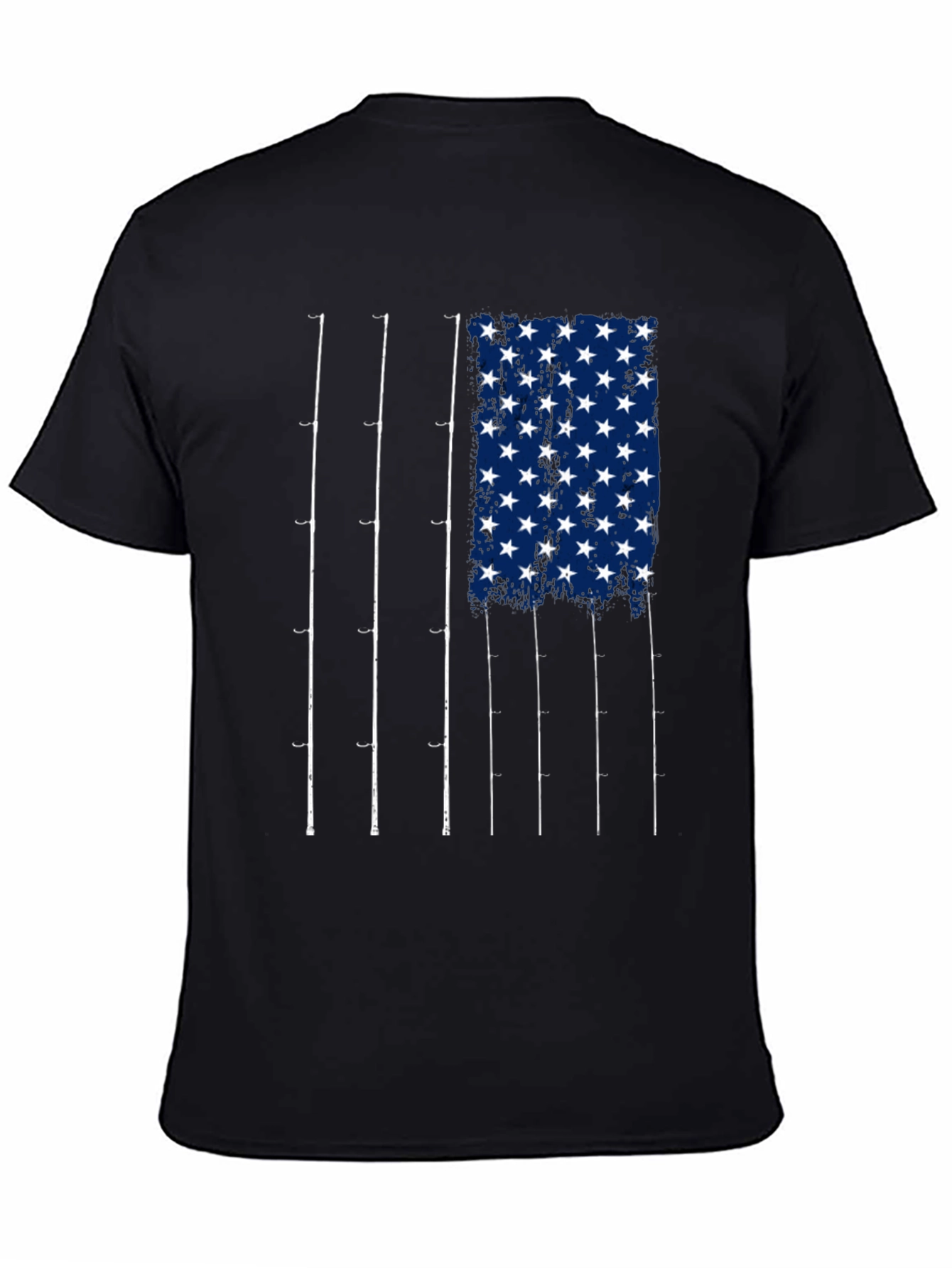 Fishing Rod American Flag Graphic T-Shirt