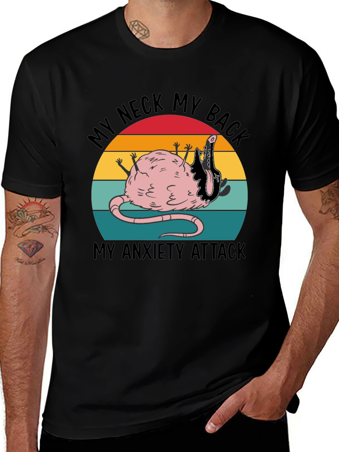 Funny My Neck My Back Rat Anxiety T-Shirt