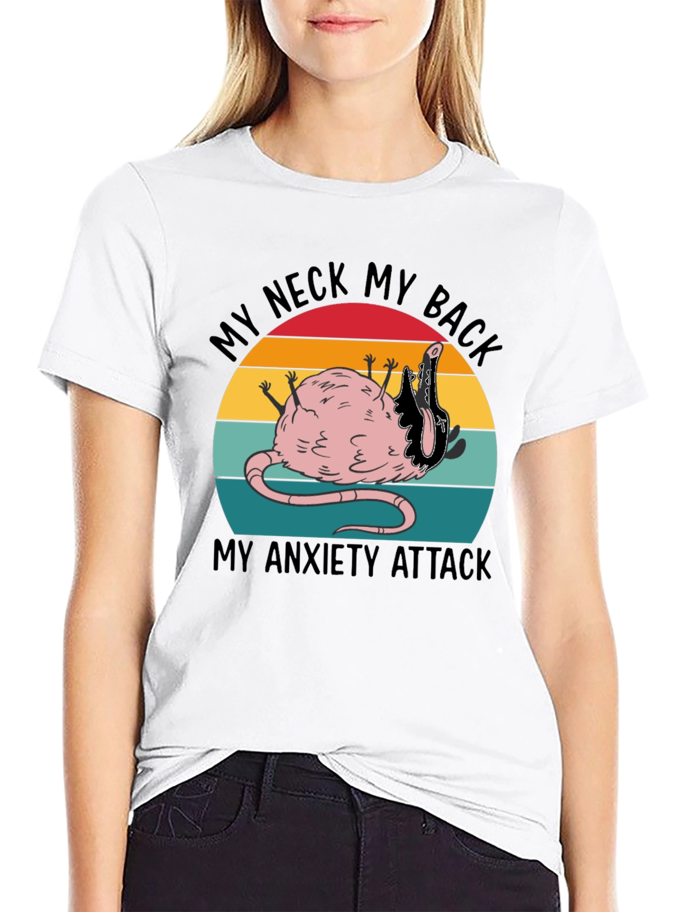 Funny My Neck My Back Rat Anxiety T-Shirt