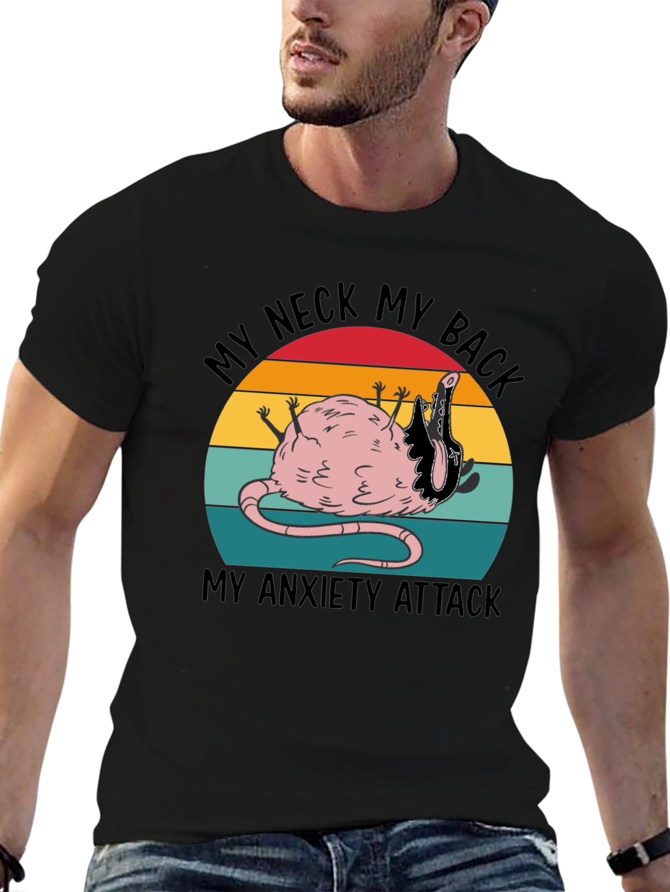 Funny My Neck My Back Rat Anxiety T-Shirt